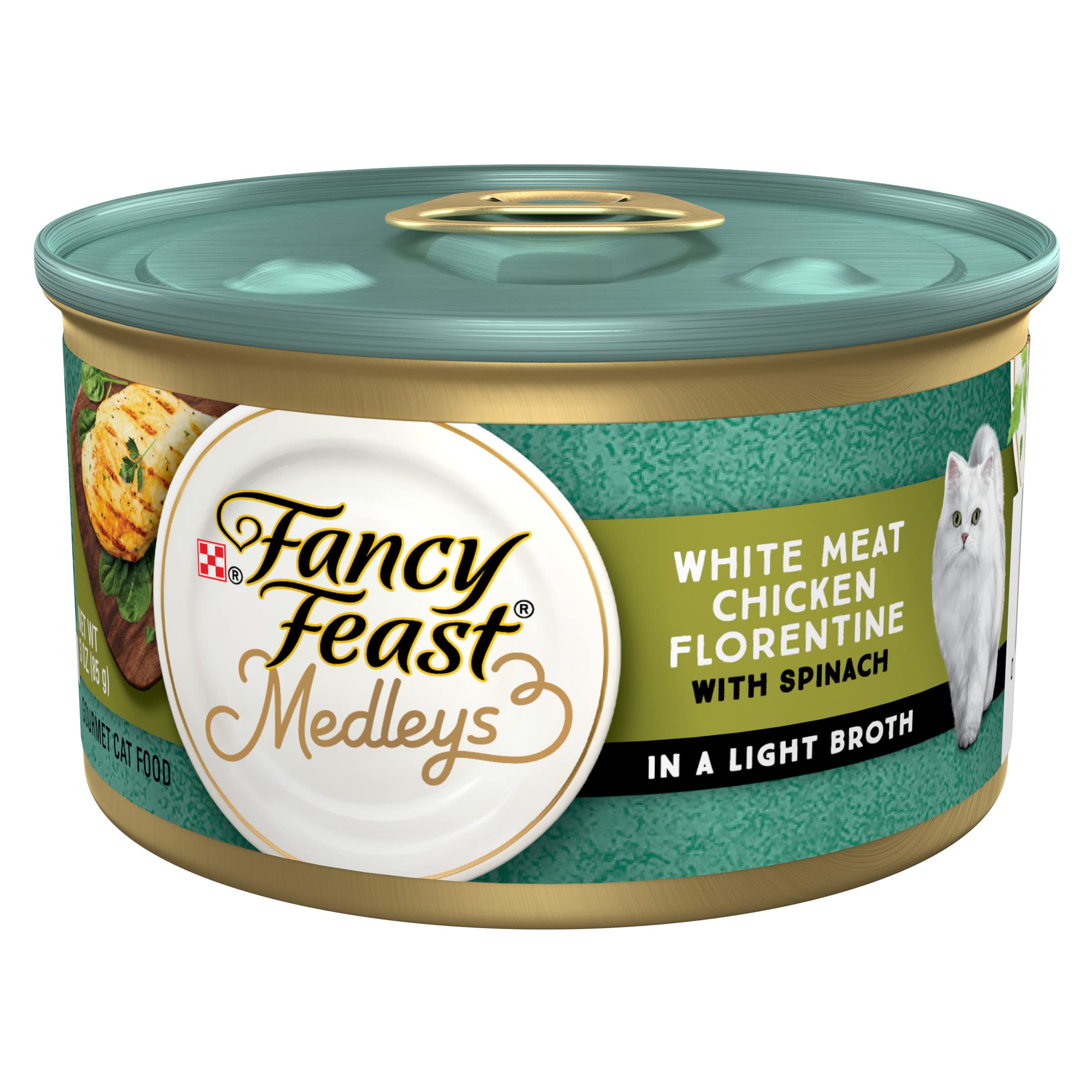 Purina Fancy Feast Gravy Wet Cat Food, Medleys White Meat Chicken Florentine With Garden Greens  (Pack of 24) 3 oz. Cans