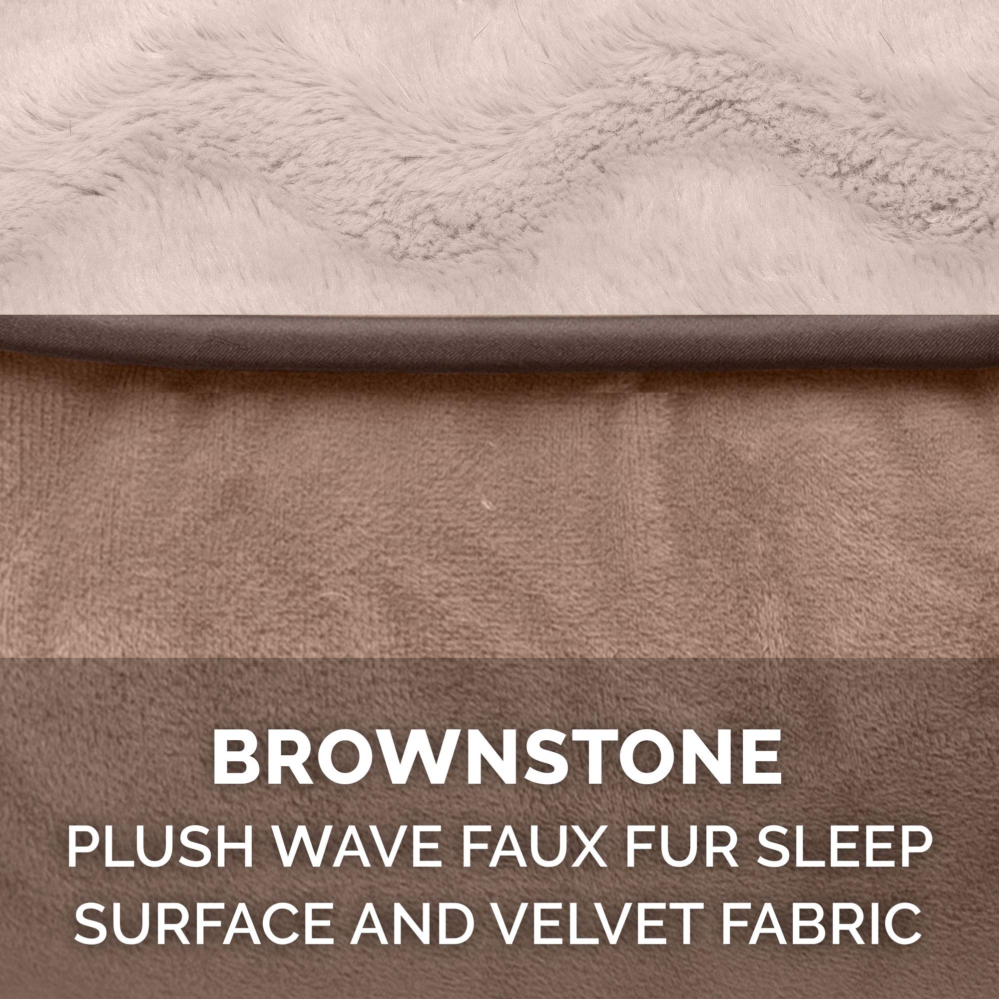 Furhaven Replacement Dog Bed Cover Perfect Comfort Plush & Velvet Waves Sofa-Style, Machine Washable - Brownstone, Jumbo Plus (X