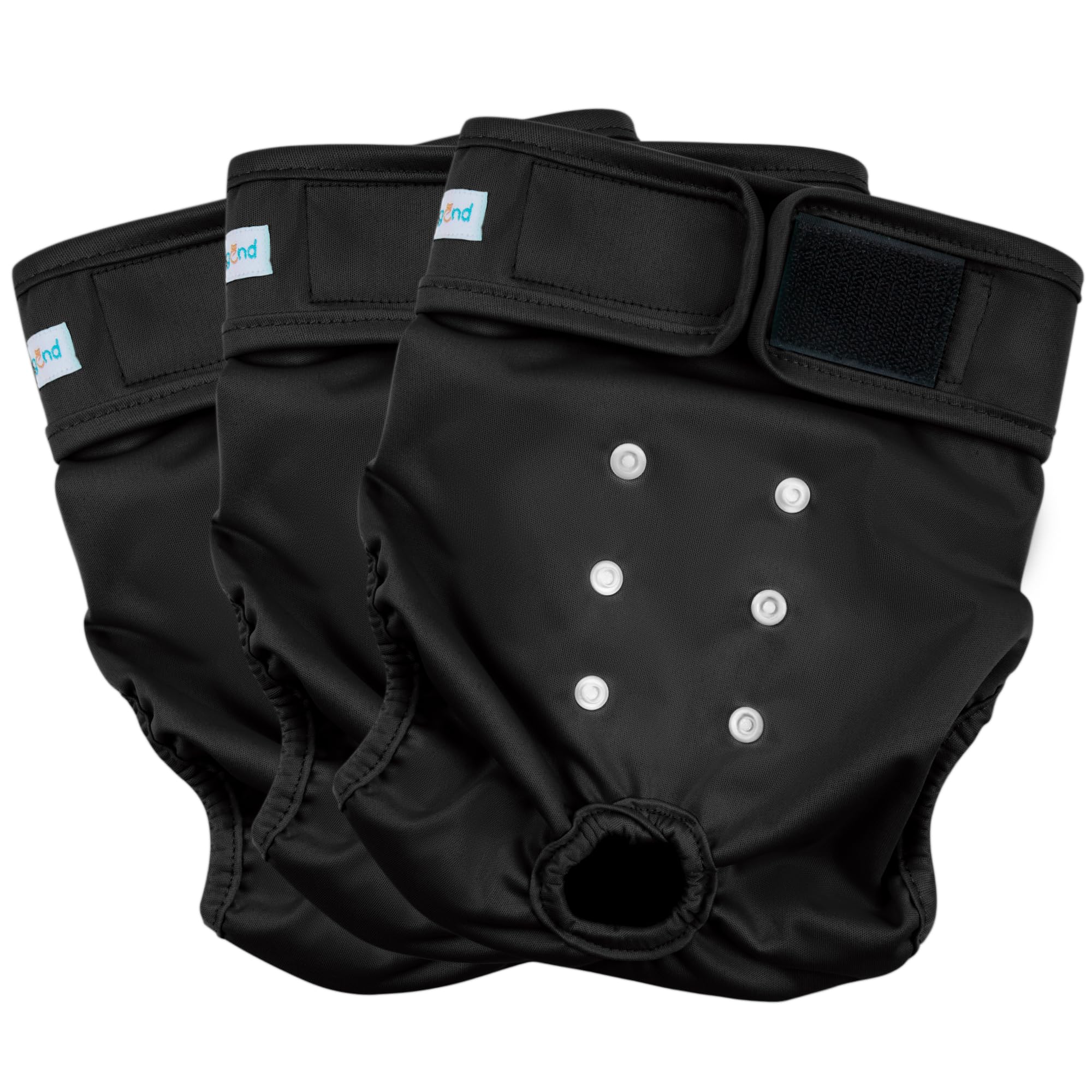 Paw Legend Washable Reusable Female Dog Diapers - No Leak Doggie Diapers For Heat Cycle (3 Pack,Black,X-Small)