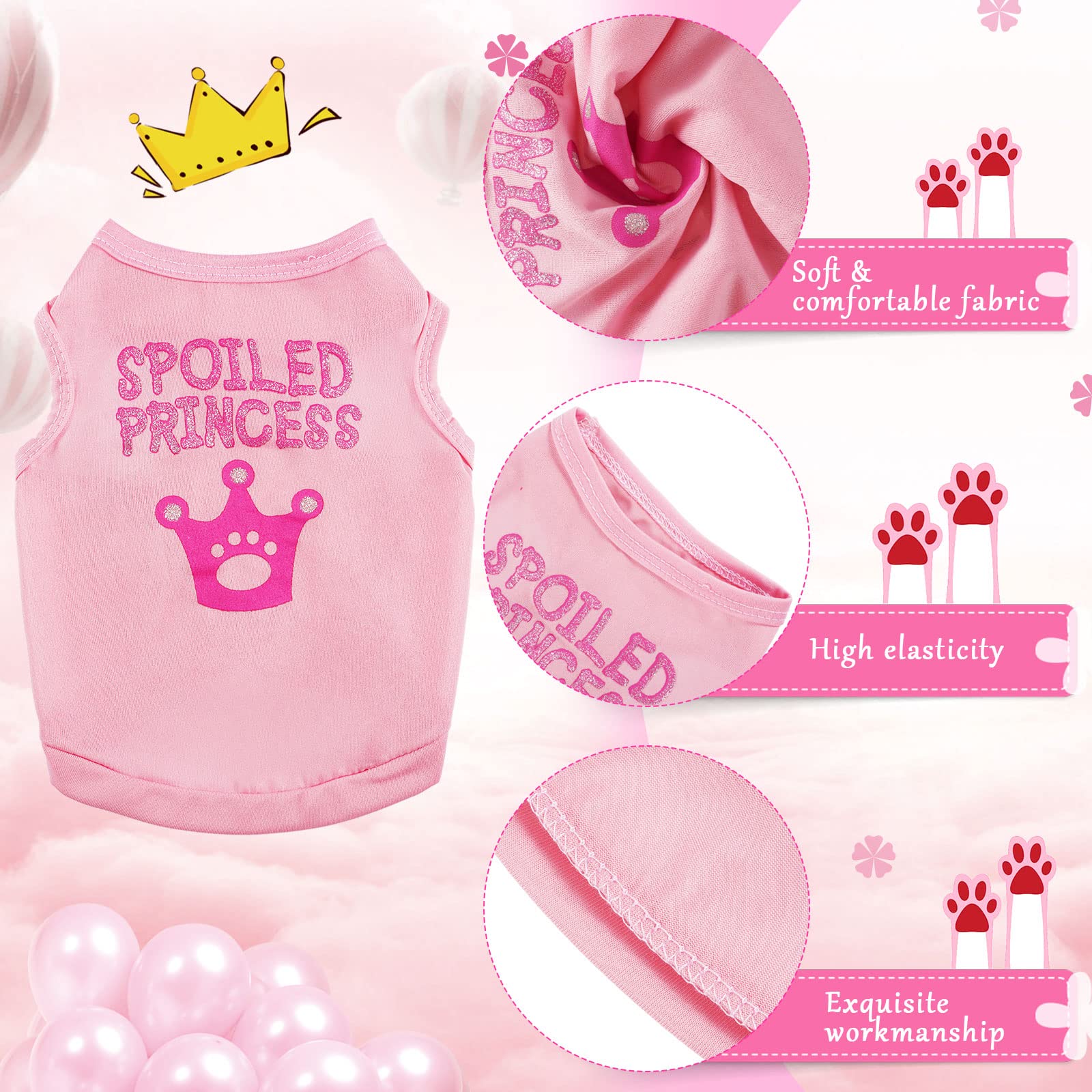 8 Pieces Pet Shirts Printed Puppy Soft Dog Shirt Pullover Cute Dog Sweatshirts Valentine‘S Day Puppy Girl Clothes Outfits Small Pet Cats(Vivid Pattern,X-Small)