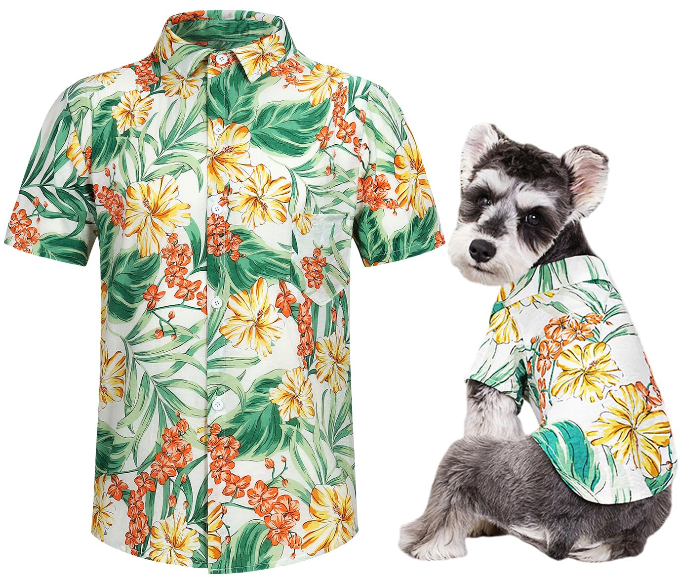 Hawaii Dog Shirt, Pet Summer T-Shirts Dog Style Floral Breathable Cool Clothes Hawaiian Shirts For Small Dogs And Cats Owner And