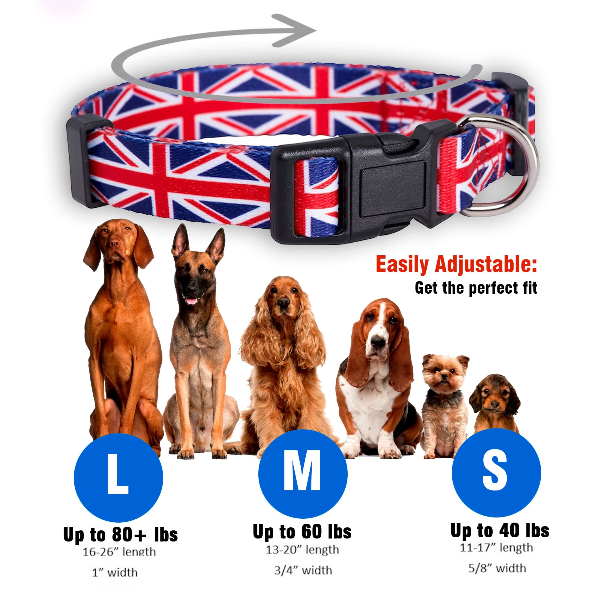 Native Pup Union Jack Uk British Flag Dog Collar(Uk, Large)
