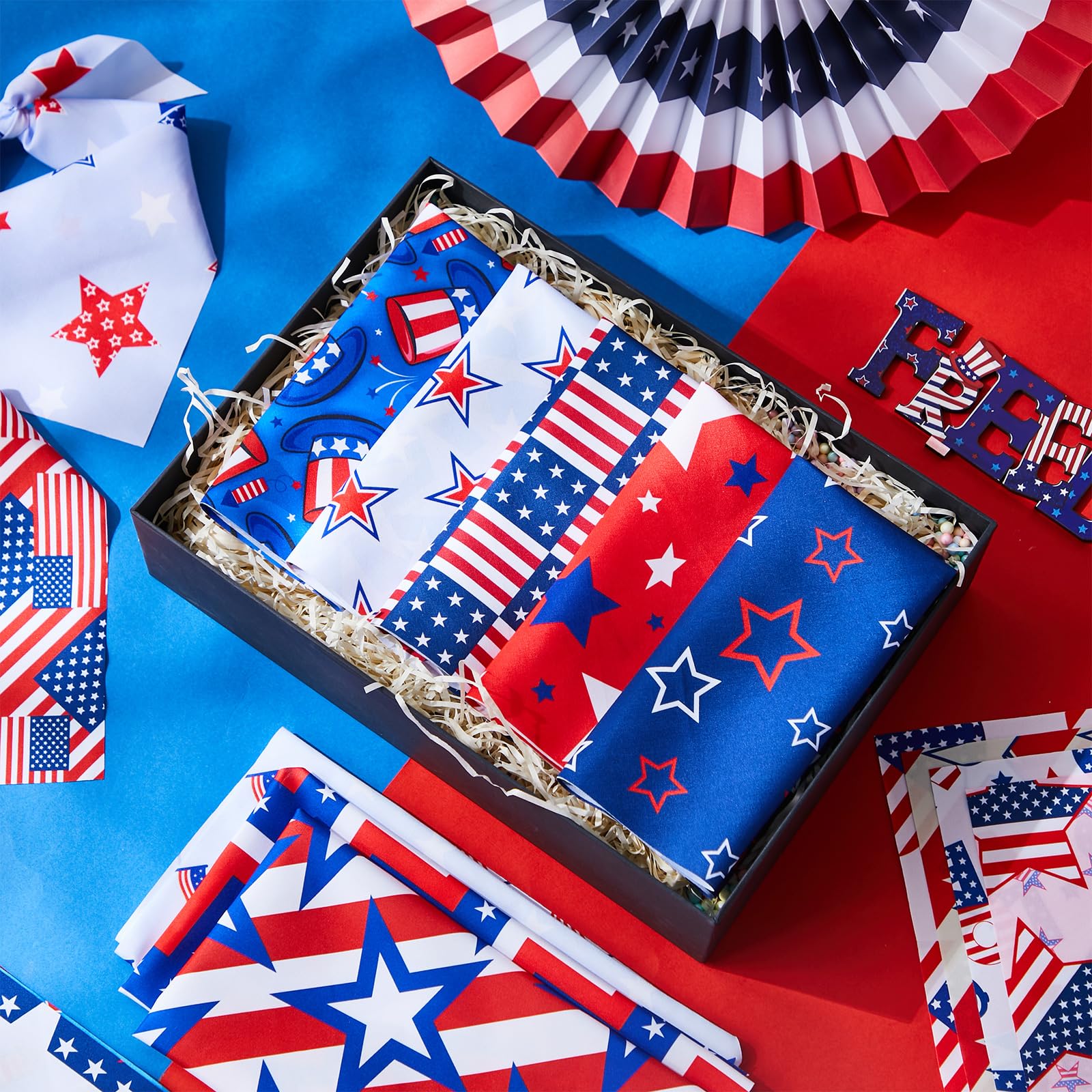 Sumind 50 Pieces Patriotic Dog Bandanas Bulk America Flag Bandanas for Dogs Triangle Pet Scarf for 4th of July Independence Day