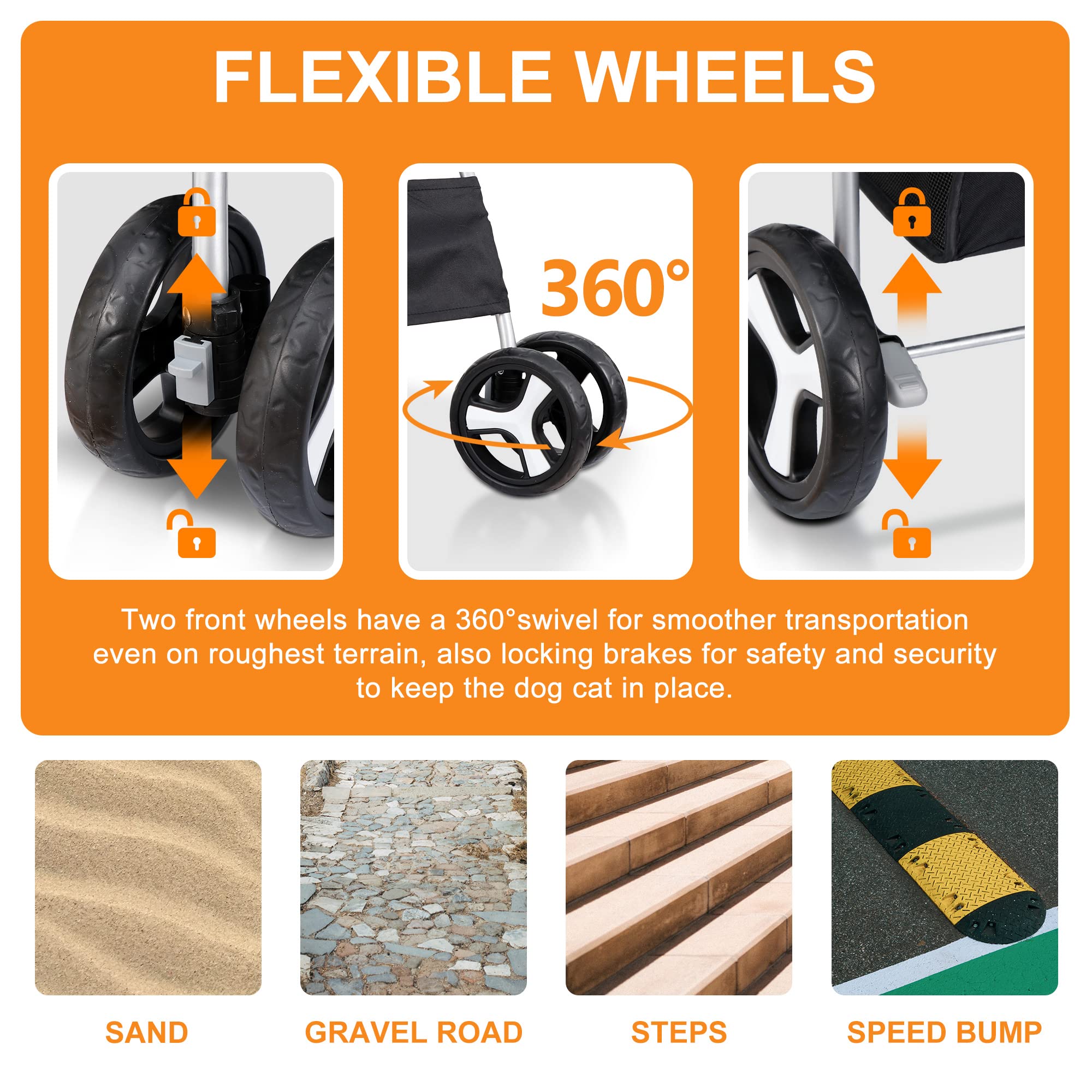 Pet Stroller 4 Wheels Dog Cat Stroller For Small Medium Dogs Cats Foldable Puppy Stroller With Storage Basket And Cup Holder