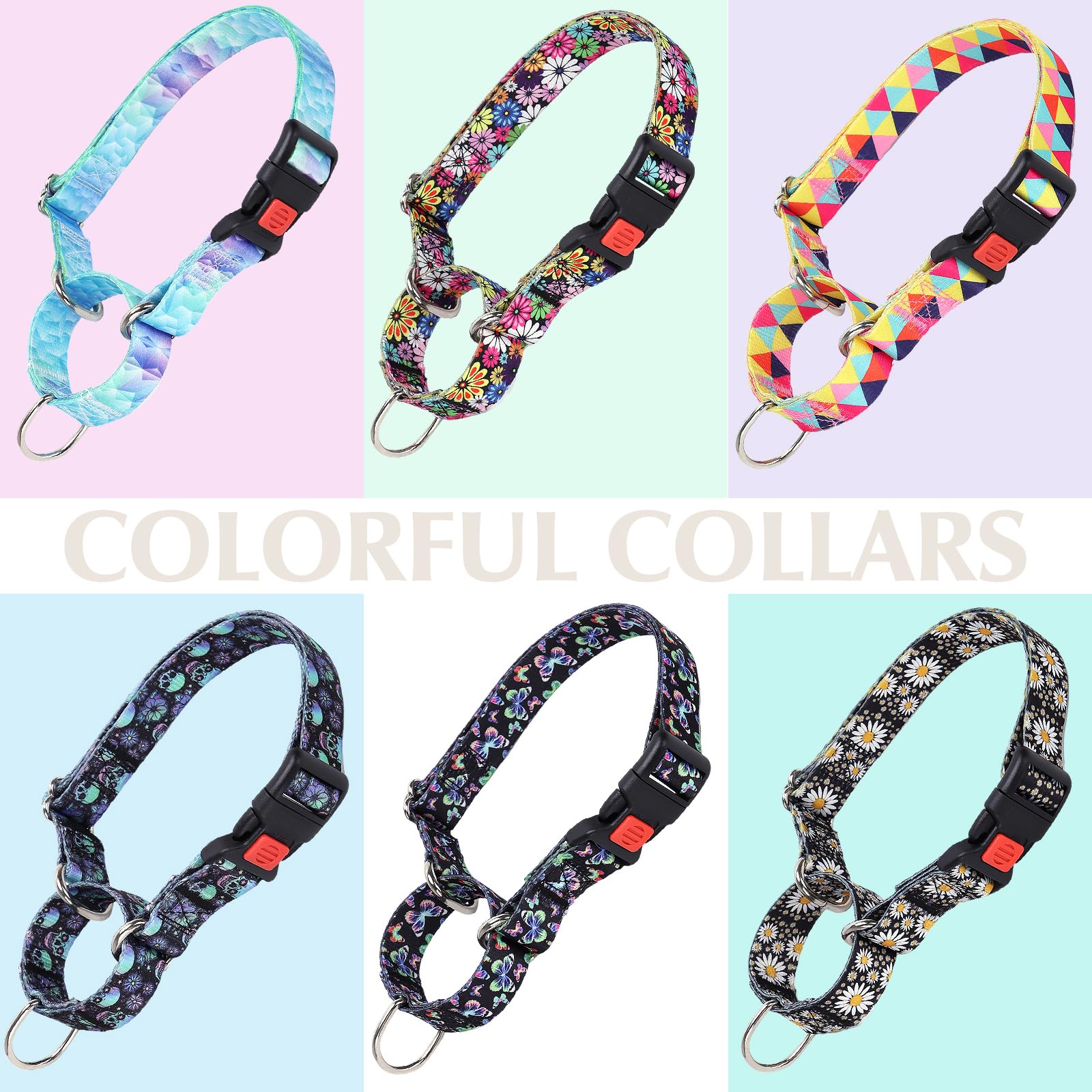 Martingale Collar For Dogs, Blue No Escape Training Dog Collar For Small Medium Dogs, Adjustable Safety Buckle Dog Collar, Perfe