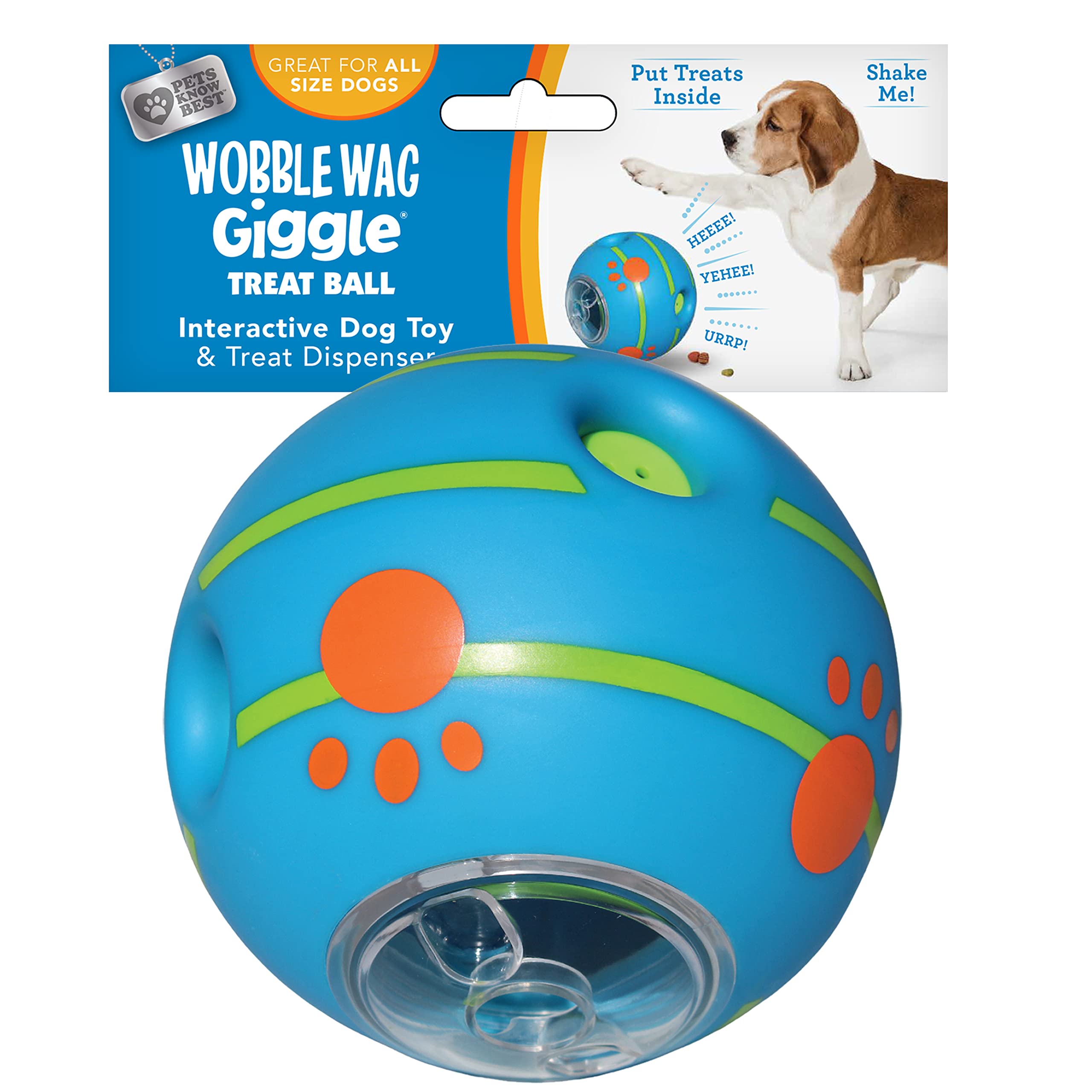 Wobble Wag Giggle Treat Ball- Interactive Dog Toy & Treat Dispenser, Fun Giggle Sounds When Rolled or Shaken, Great for Dogs Pet