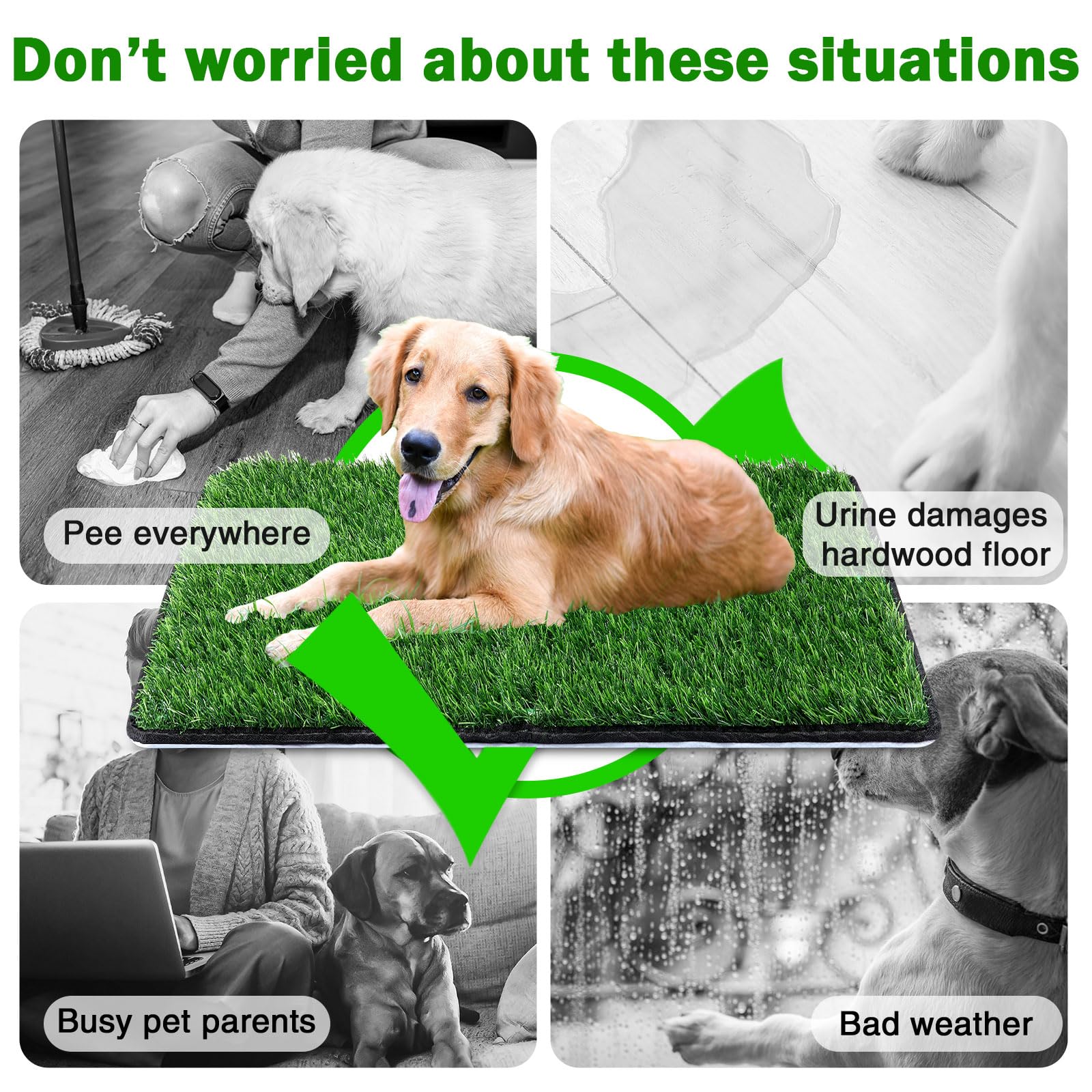 Annexfun Dog Grass Mat with Pee Pad 38  23 '', Large Dog Litter Box Indoor Artificial Turf Grass Porch Waterproof Patio Potty Tr