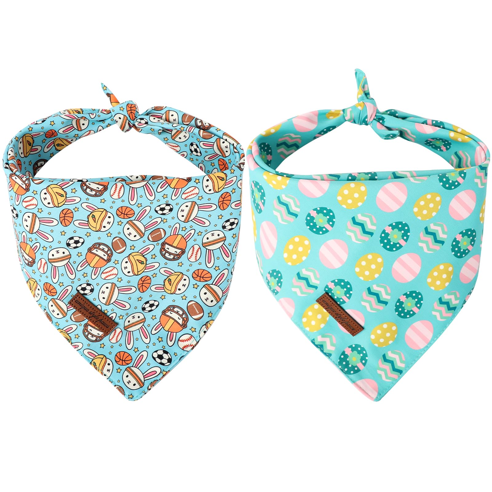 Unique Style Paws Dog Easter Bandanas 2Pcs Washable Cotton Triangle Sports Rabbit Egg Dog Scarfs For Small Medium Large Dogs And