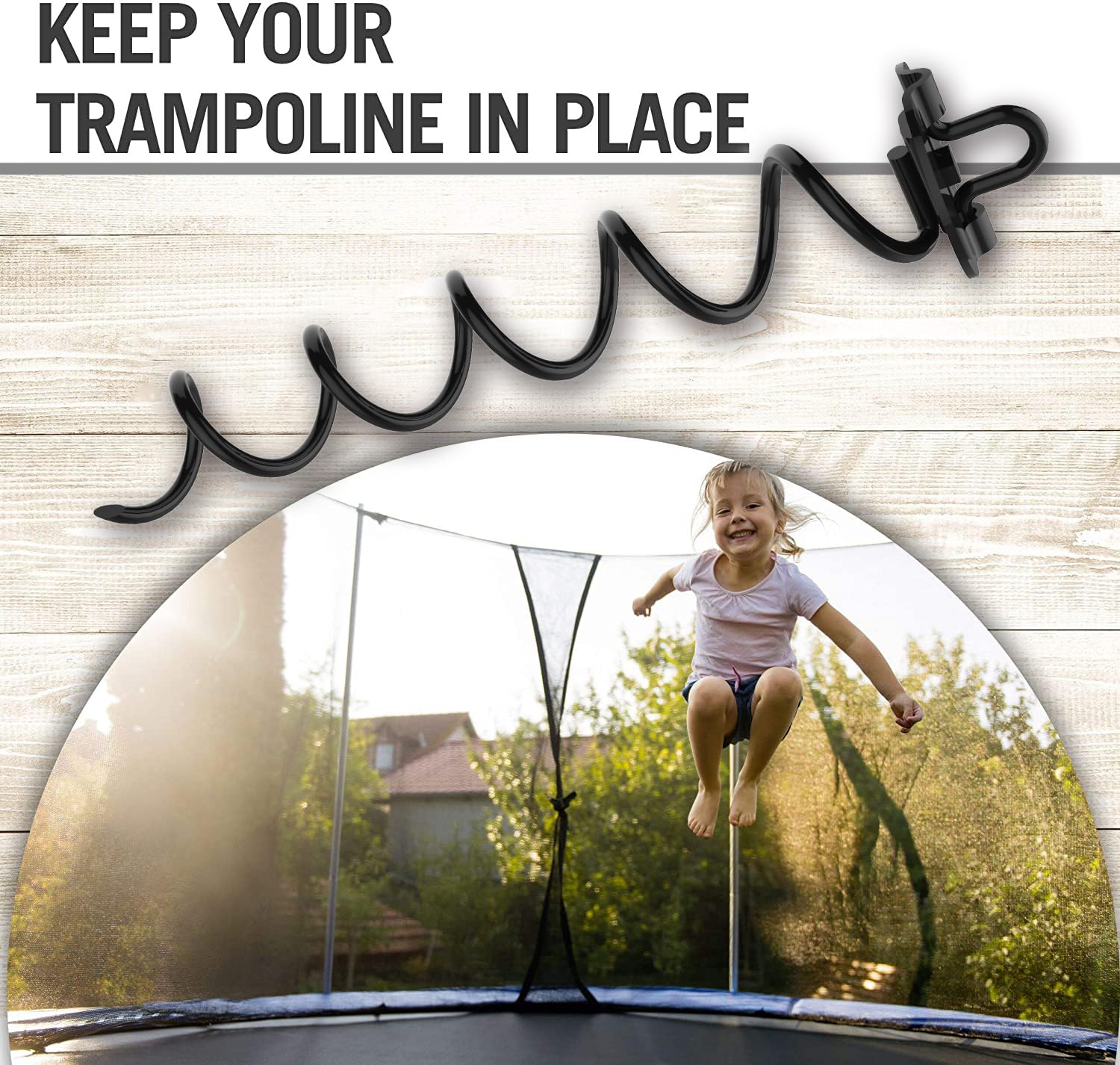 Eurmax Heavy Duty 4-Pc Spiral Stakes Anchor Kit, Black Alloy Steel for Trampolines, Tents, with Bonus Tie Down Straps