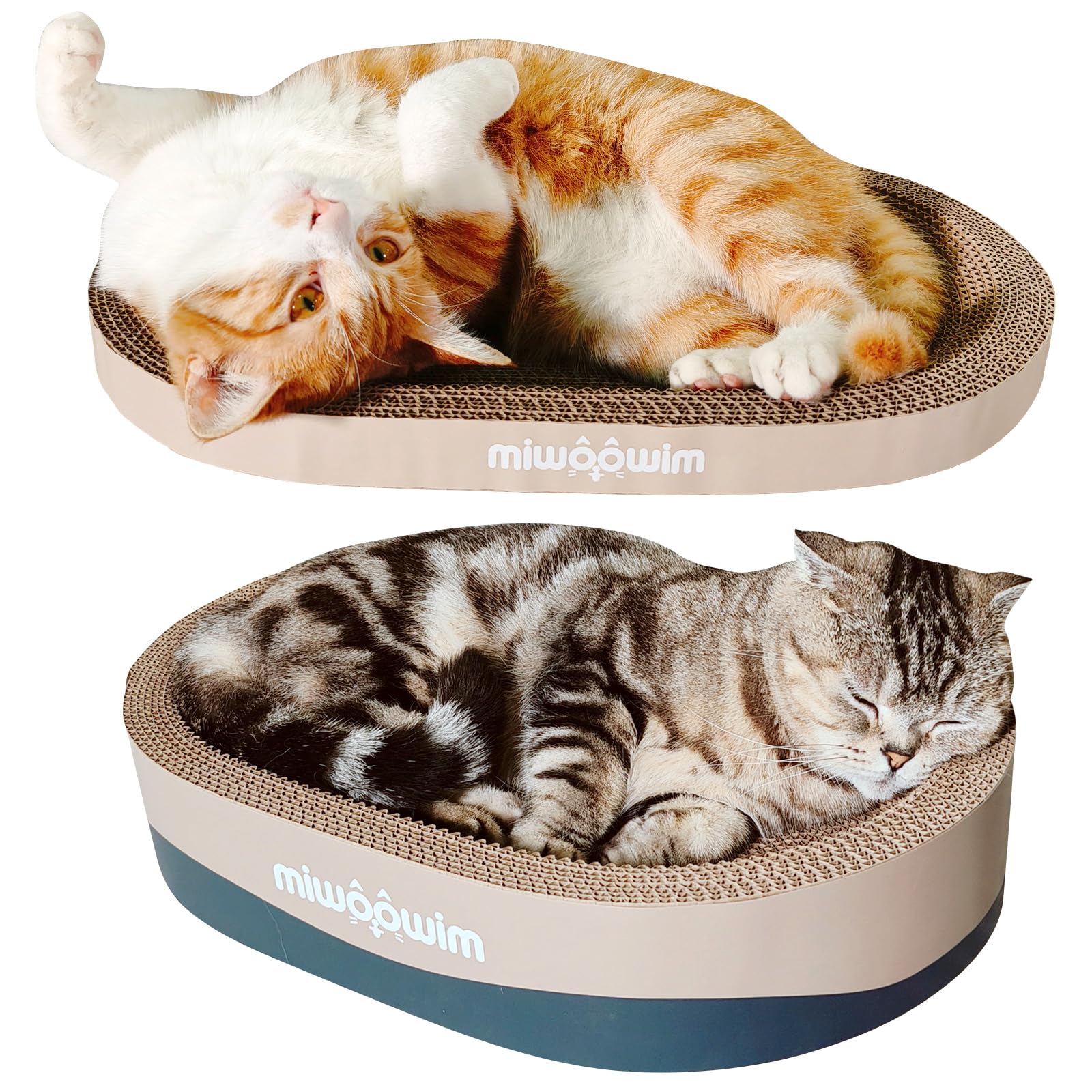 3Psc Cat Scratcher Cardboard, Oval Cat Scratch Pad Bowl Nest For Indoor Cats, Round Cat Scratching Board Corrugated Lounge Cat B