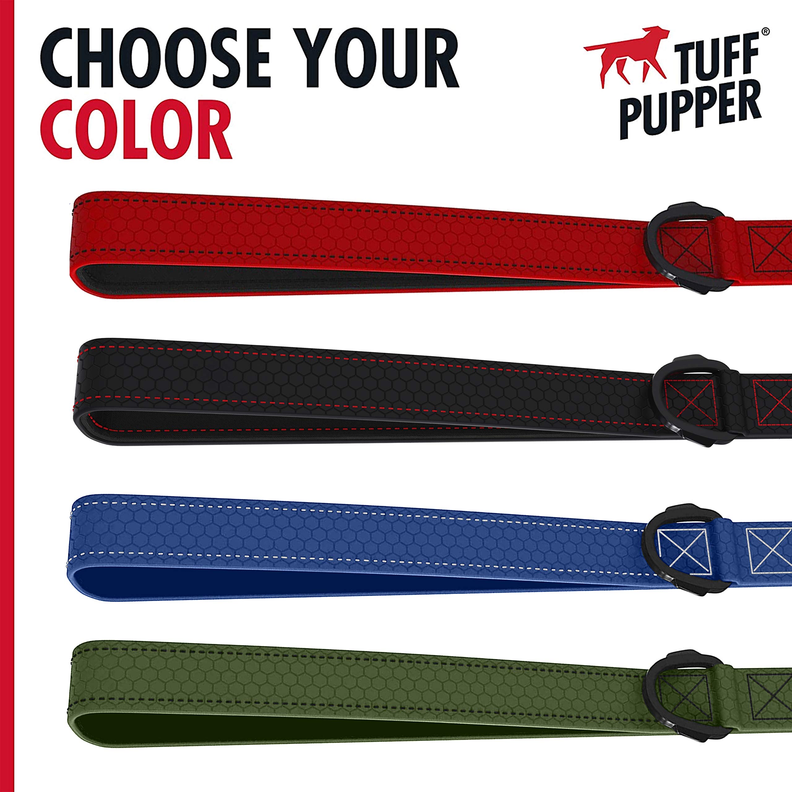 Tuff Pupper Heavy Duty Waterproof Dog Leash - 6ft Crimson Red, PVC-Coated Webbing, Rust-Proof, Odor Free