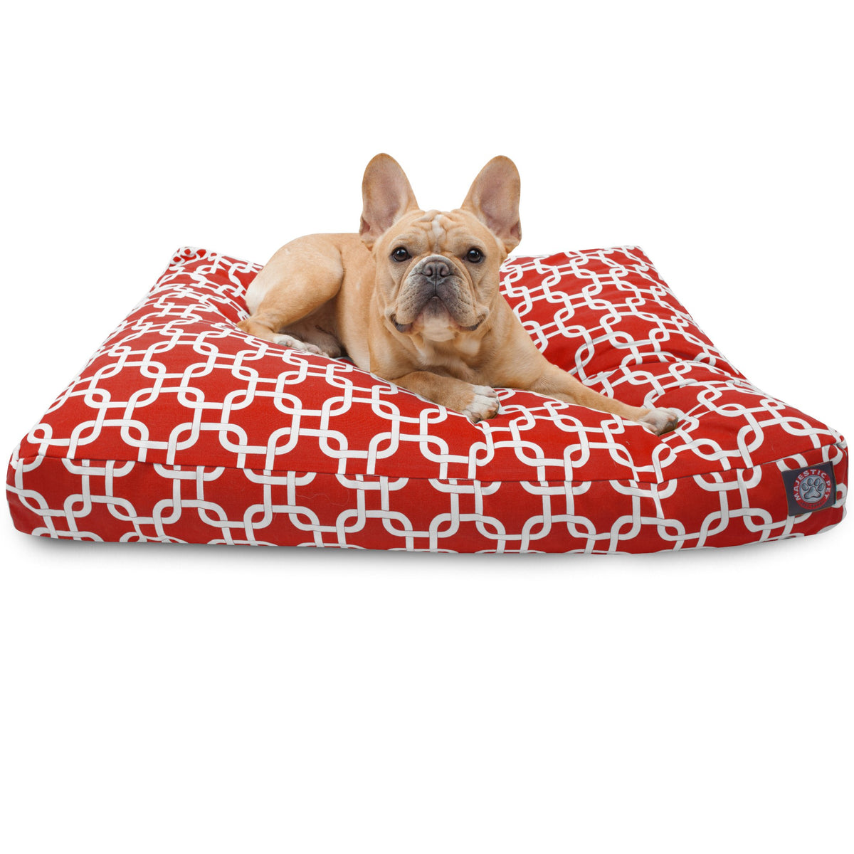 Red Links Small Rectangle Indoor Outdoor Pet Dog Bed With Removable Washable Cover By Majestic Pet Products