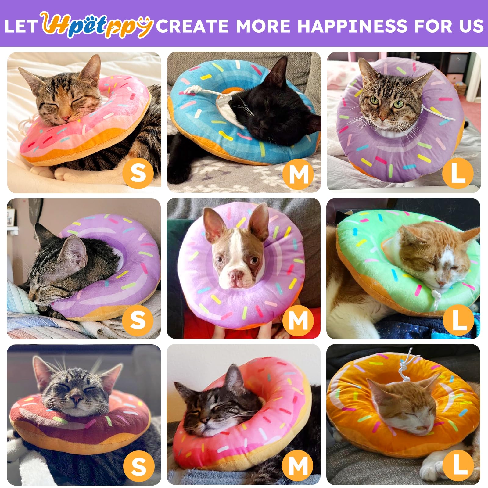 Cat Cone Collar Soft, Cat Recovery Collar for Wound Healing Cute Donut Adjustable Kitten Cones to Stop Licking Comfortable Light