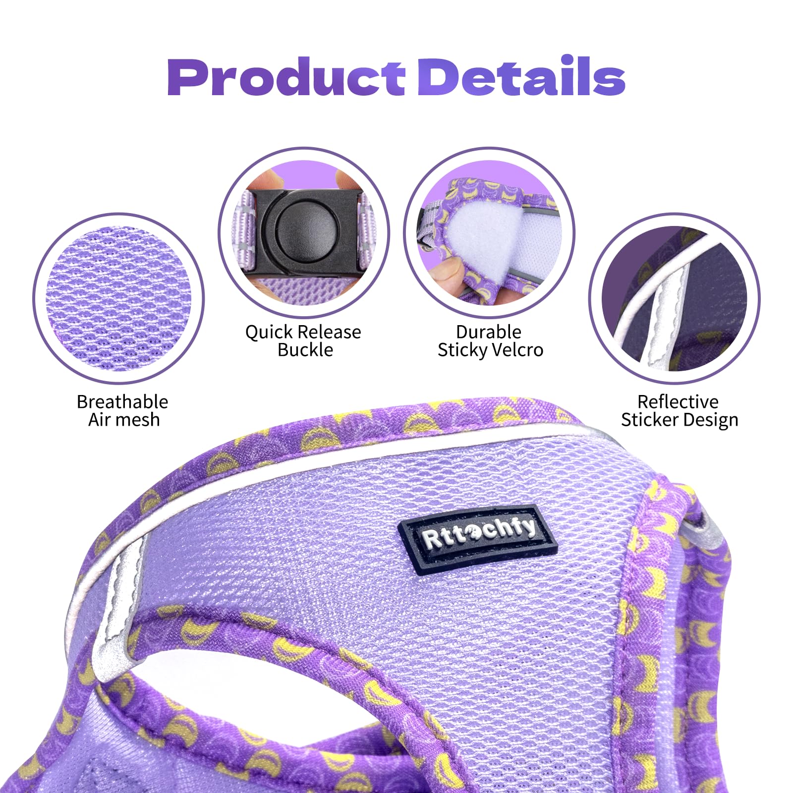 Rttochfy Small Dog Harness, Soft And Reflective Puppy Harness, Dog Harness And Leash Set For Small Size Dogs Training, Walking (