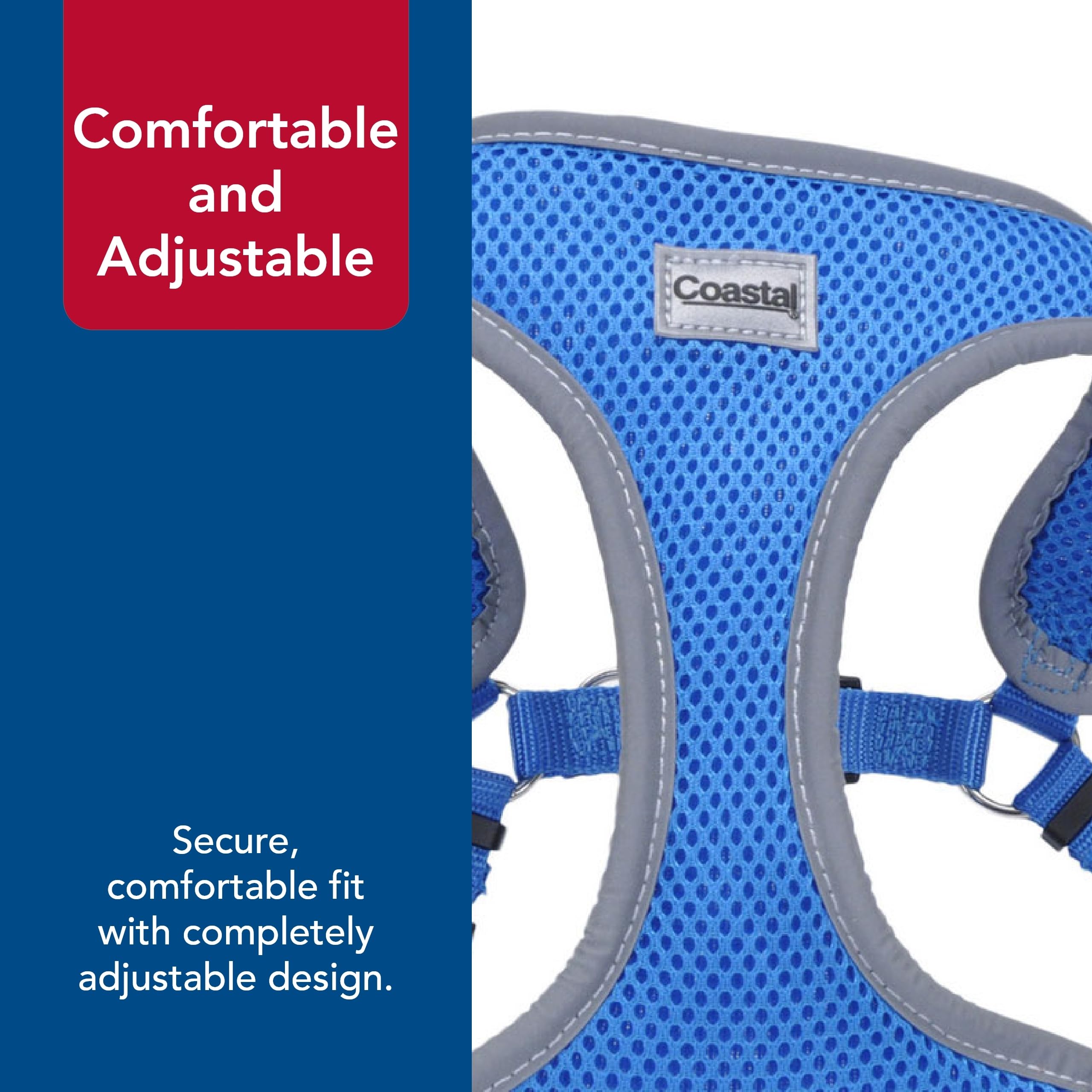 Coastal Pet Comfort Soft Reflective Wrap Adjustable Dog Harness - No-Pull Dog Harness For Small & Large Dogs - Blue Lagoon - 5/8' X 16'–19'