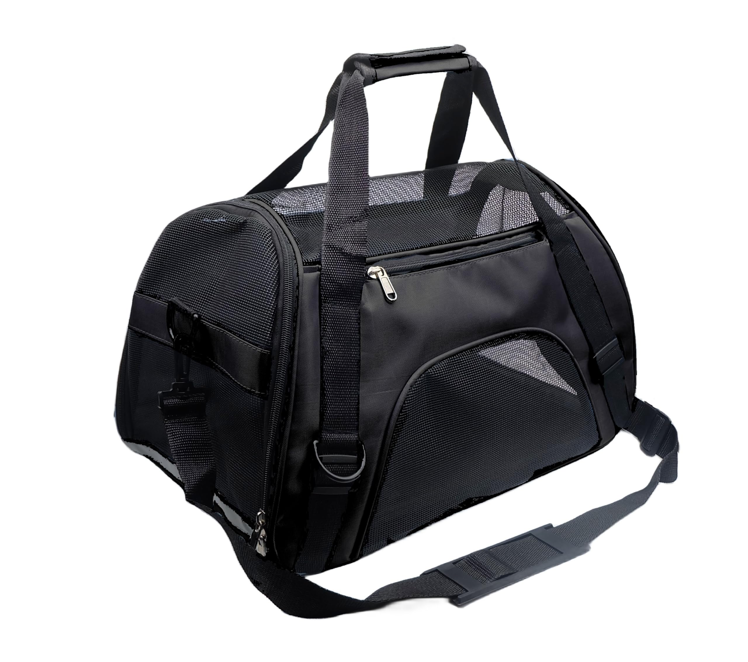 Tecageaon Pet Carrier Airline Approved Cat Carrier Dog Carrier For Medium Small Cats Small Puppy Kitten,Dog Cat Pet Travel Carrier (Medium, Black)