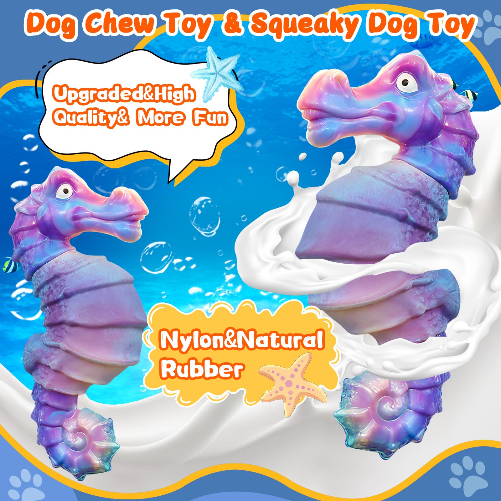 Jeefome Dog Chew Toys For Aggressive Chewers: Squeaky Dog Chew Toys For Large Dogs-Tough Interactive Toys For All Breeds-Rubber