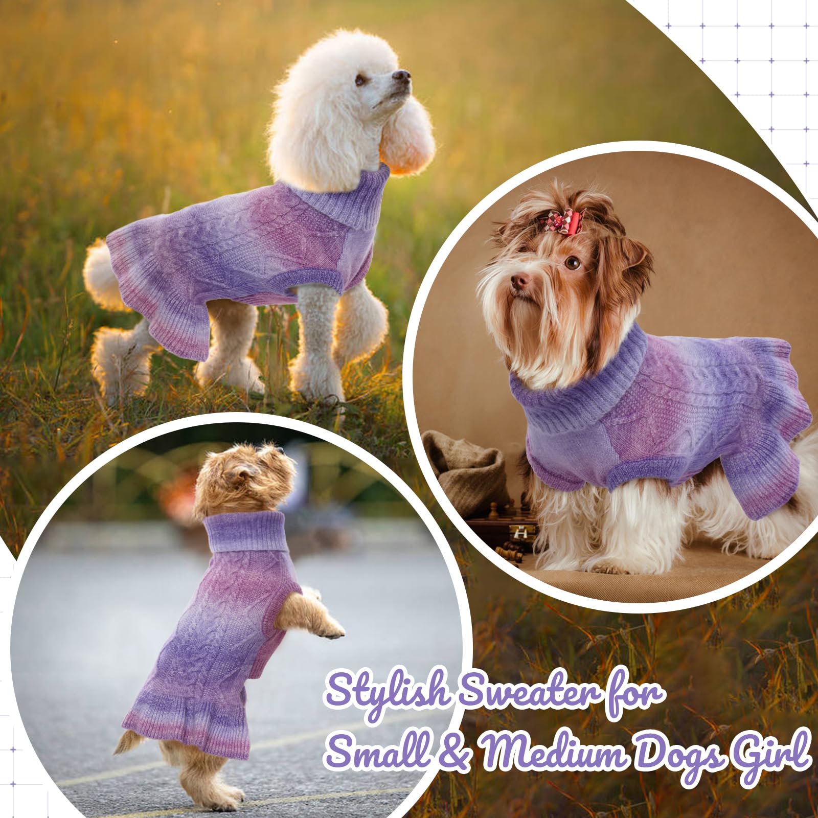 Lelepet Dog Sweater, Dog Sweaters for Large Dogs for Girls Christmas Dog Sweater Dress Pullover Dog Knitwear Cable Knit Warm Dog