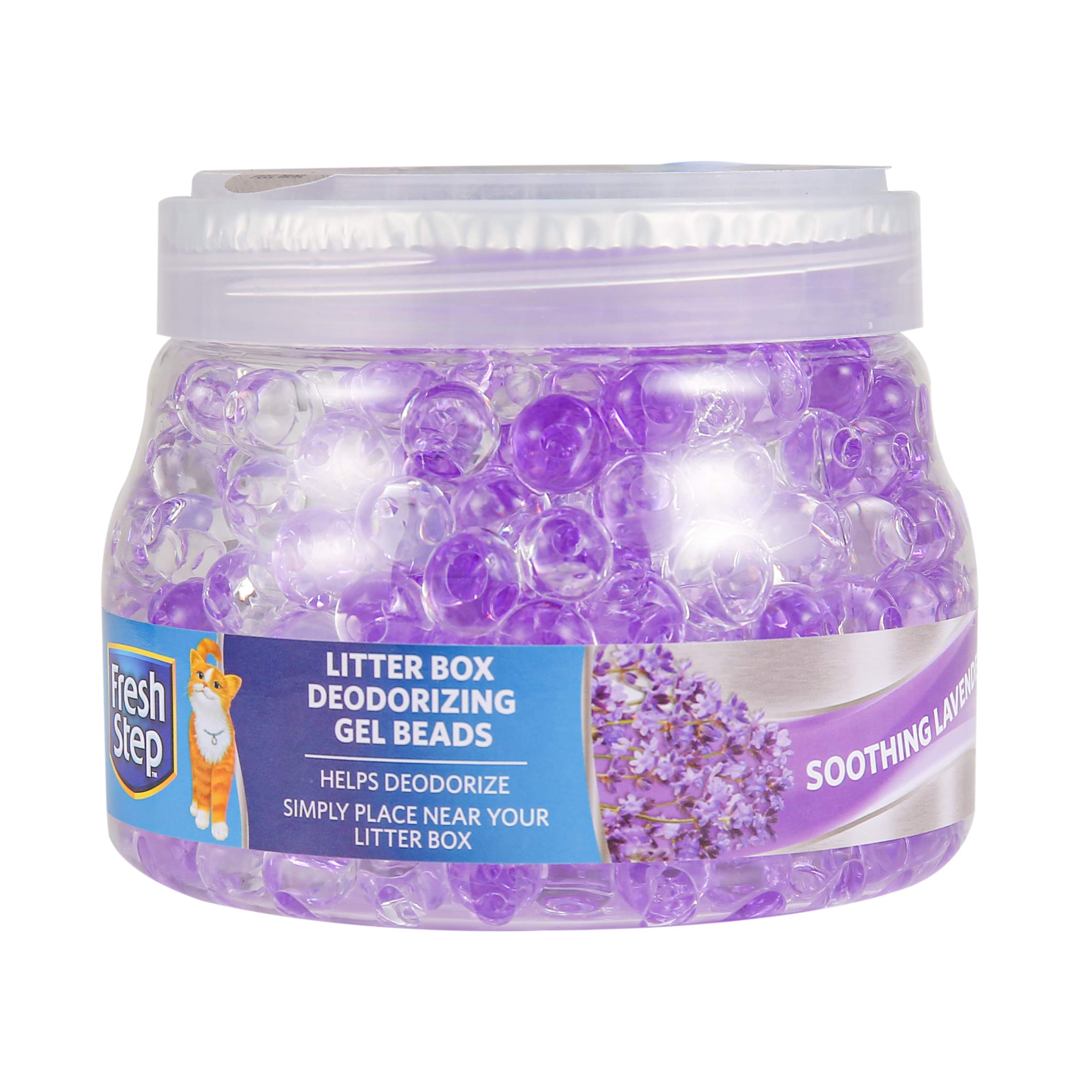 Fresh Step Litter Box Deodorizing Gel Beads In Soothing Lavender Scent | Deodorizing Gel Beads Air Freshener For Pet Smells From Litter Box | 12 Oz Pet Odor Eliminating Gel Beads To Freshen Air