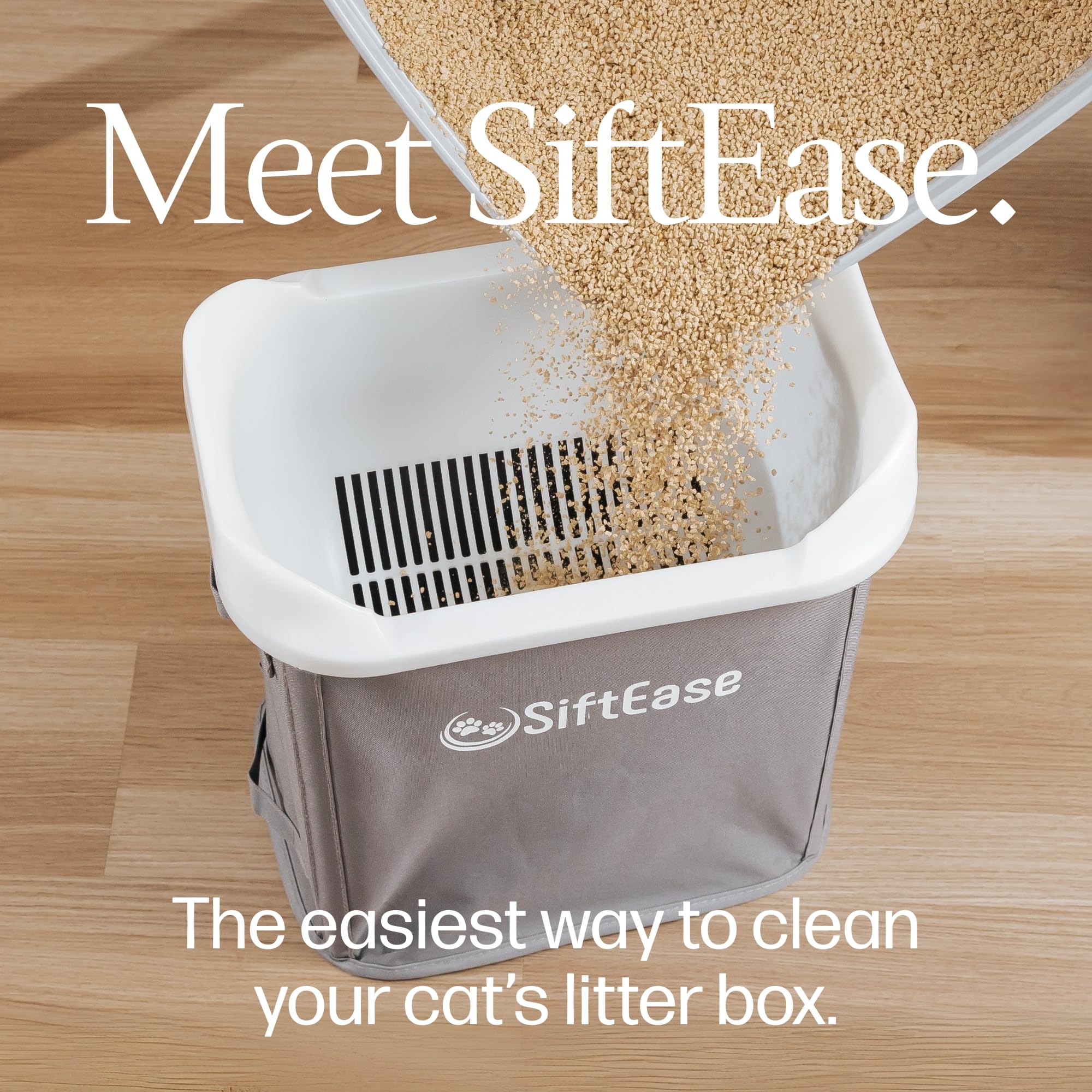 Cat Litter Sifter - SiftEase Litter Box Sifting, Fast & Easy Scoop Free Cleaner, Large Sifter with Bin for Longer Lasting Litter