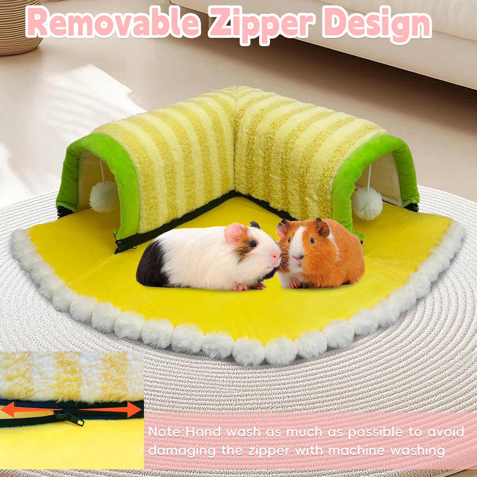 Pinvnby Guinea Pig Hideout Tunnel Bed Washable & Removable Rabbit Tunnel Tubes Cozy Small Animal Tunnel Toys Guinea Pig Accessor