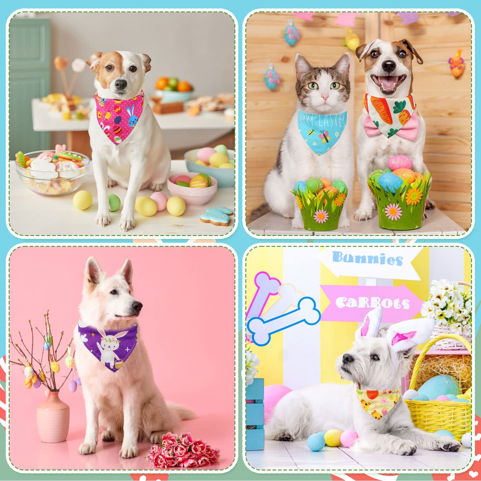 Sanwuta 30 Pieces Easter Dog Bandanas Easter Dog Bibs Holiday Pet Costume Outfit Triangle Scarf Kerchief For Small To Medium Pet