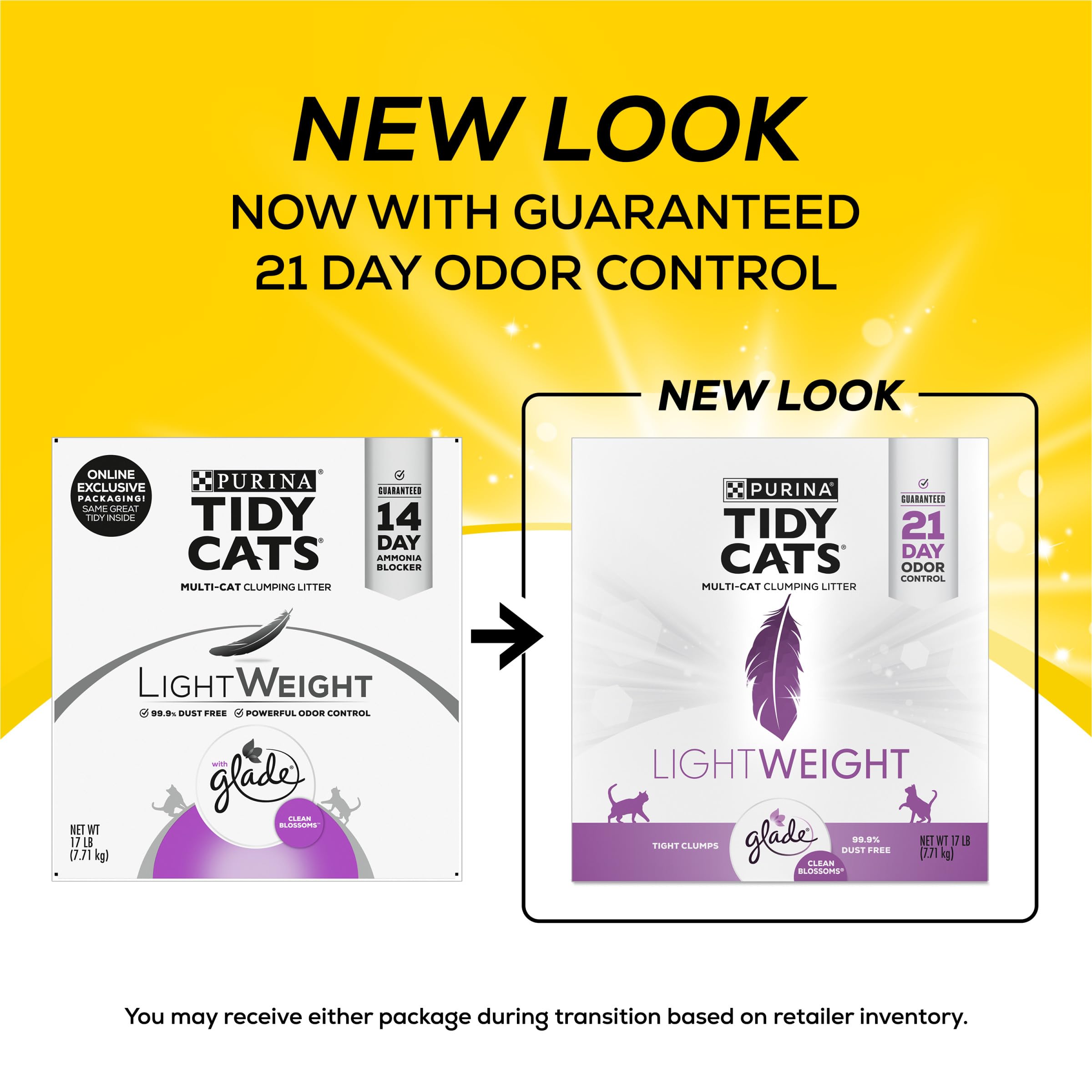 Purina Tidy Cats Low Dust, Multi Cat, Clumping Cat Litter, Lightweight Glade Clean Blossoms - 17 Lb. Box