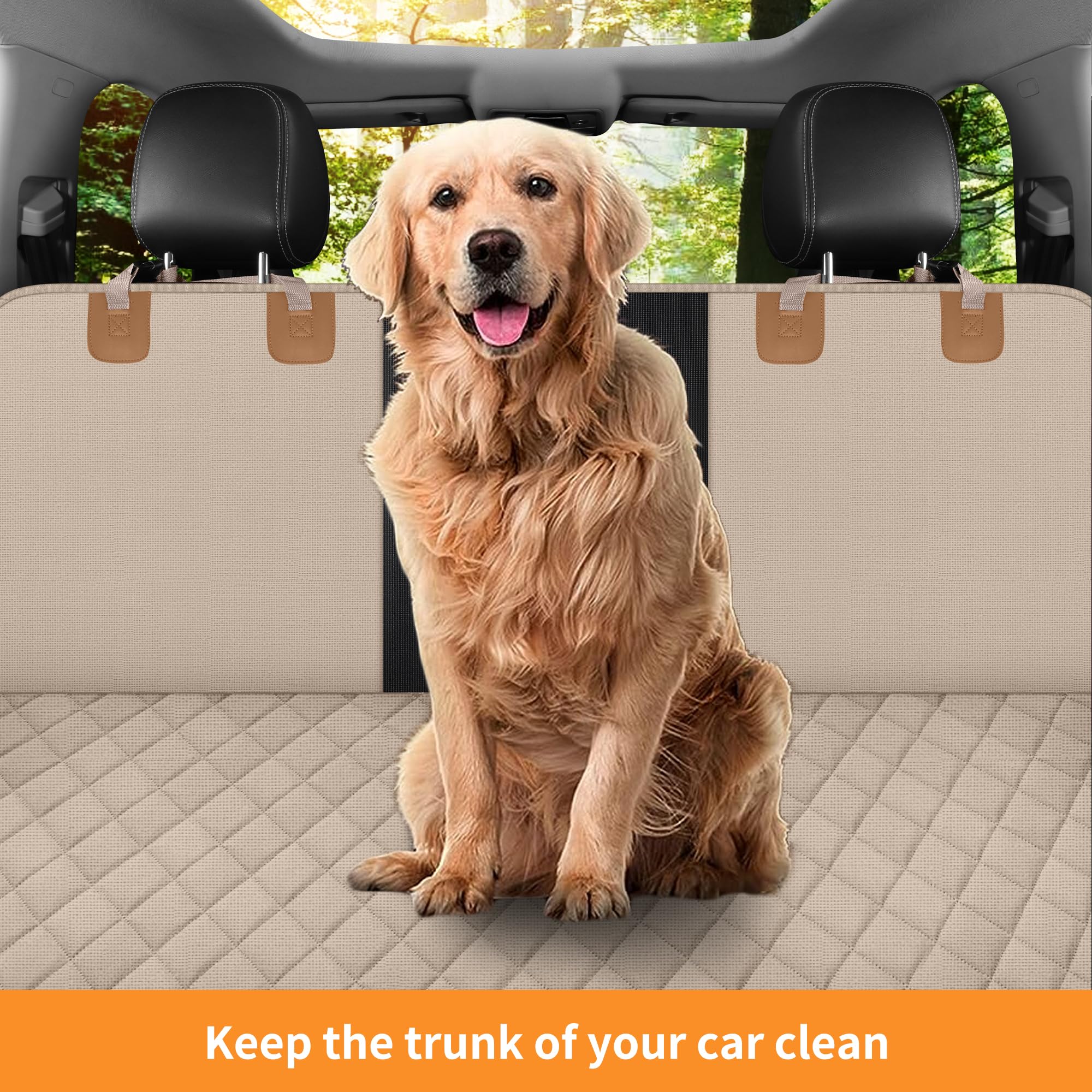 Gxt Dog Back Seat Cover Protector For Cars Suv And Trucks With Mesh Window, Scratchproof Nonslip And Waterproof Material(Dark Kh