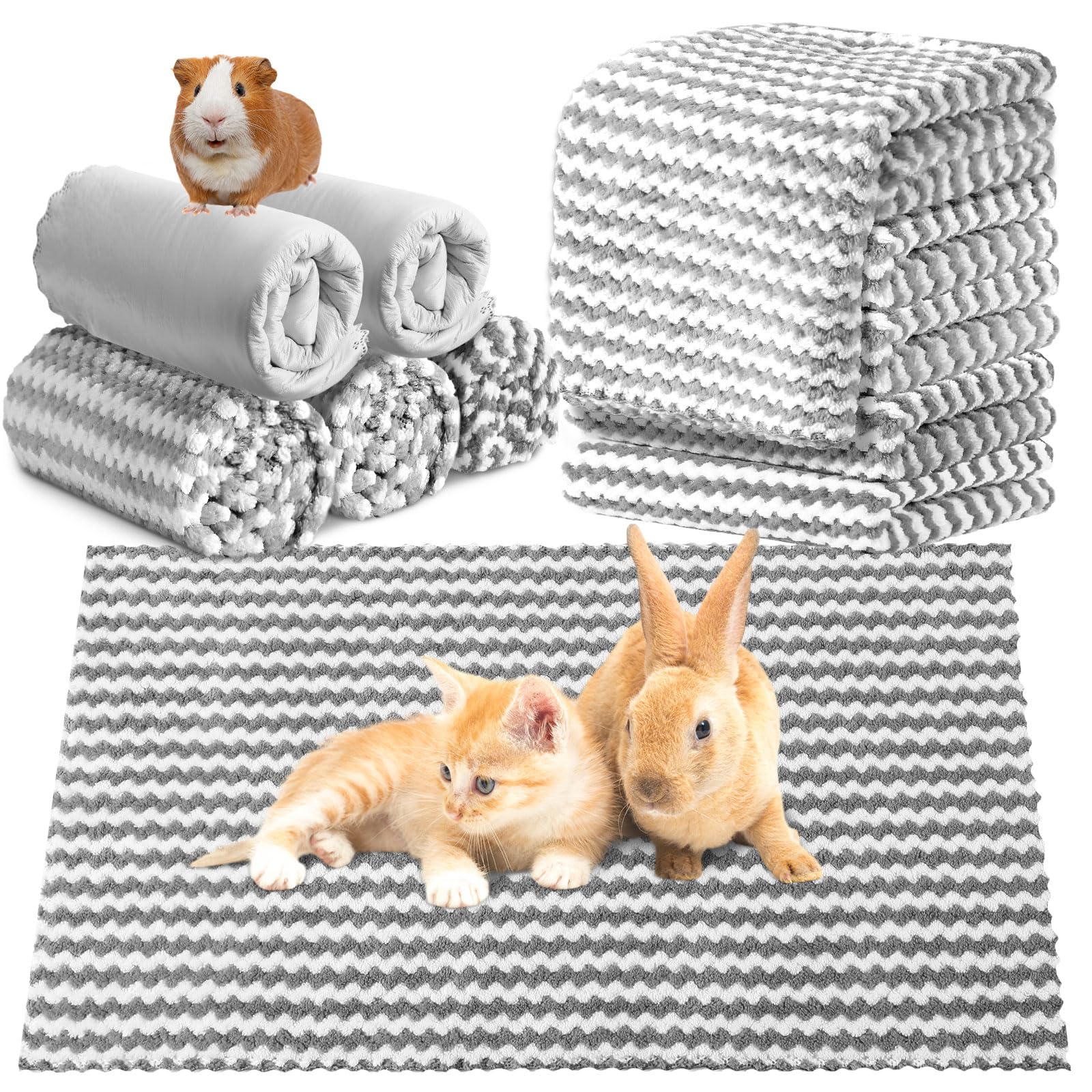 Hahafelt 5 Pcs Waterproof Guinea Pig Fleece Bedding Blankets Absorbent Guinea Pig Cage Liner Washable Small Animal Pee Pad Reusa