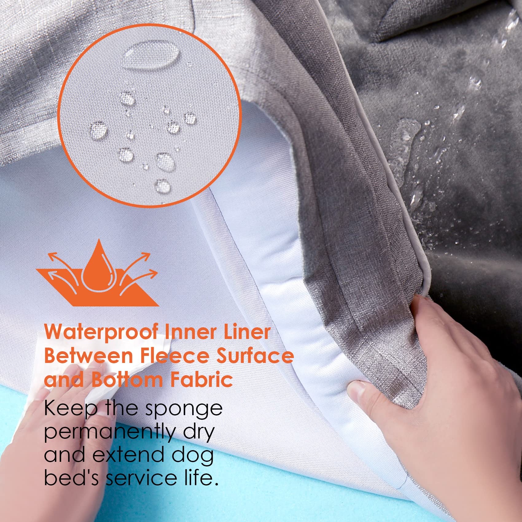 Eheyciga Orthopedic Dog Bed For Medium Dogs, Waterproof Memory Foam Medium Dog Beds With Sides, Non-Slip Bottom And Egg-Crate Foam Medium Dog Couch Bed With Washable Removable Cover, Grey