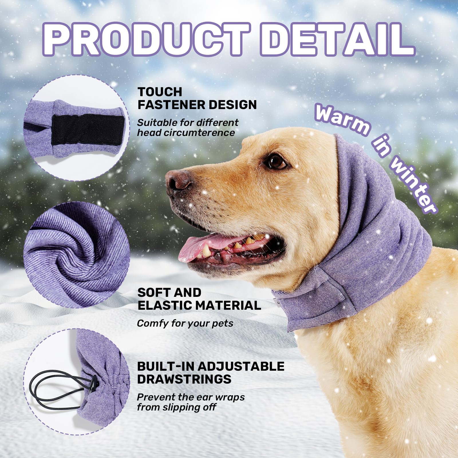 LEOTRAG Dog Calming Hoodie, No Shake Ear Wraps for Dogs, Adjustable Dog Ear Muffs for Noise Protection, Ear Wrap Head Cover for