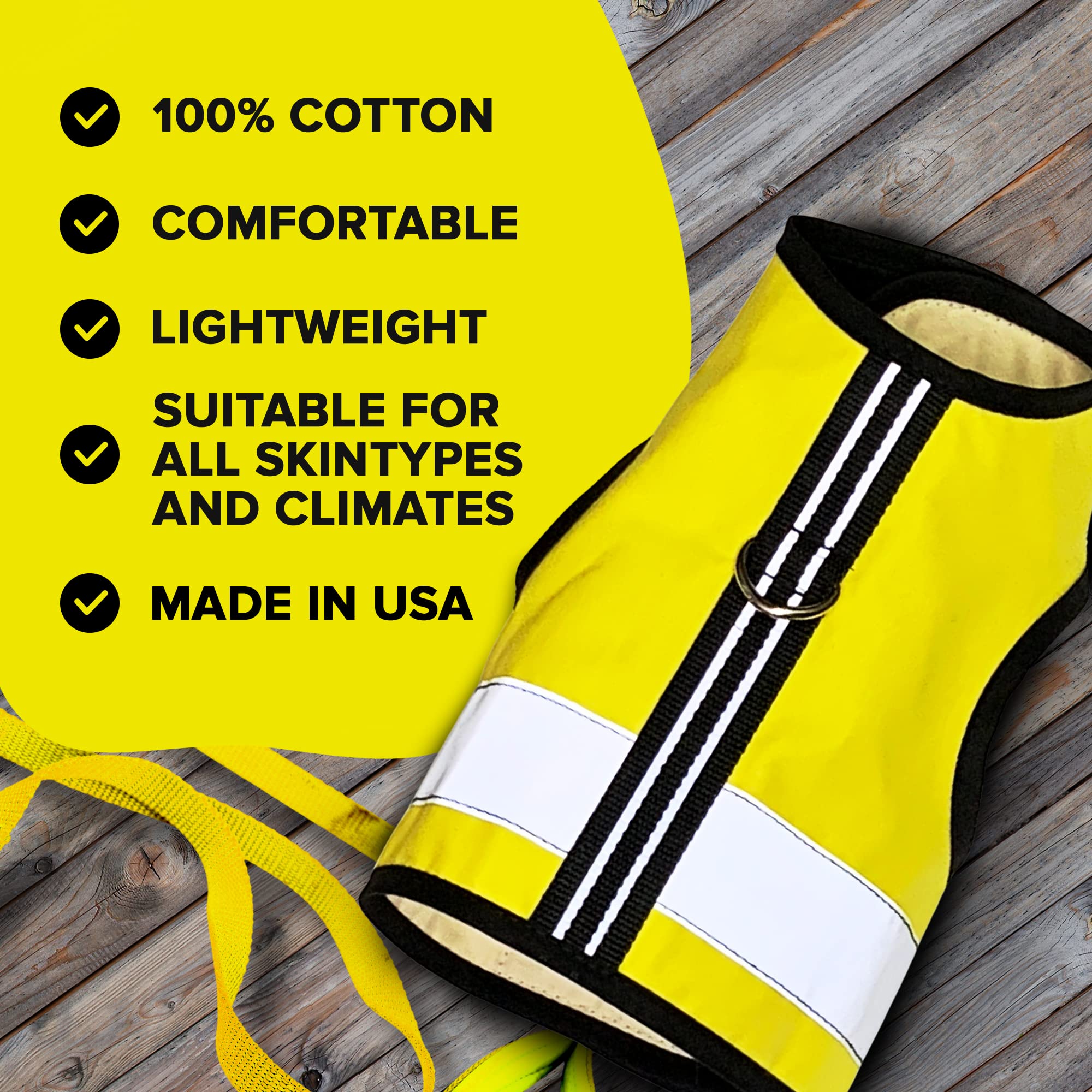Kitty Holster Reflective Cat Harness - High-Visibility Cat Vest For Day & Night | Secure, Breathable And Washable Cotton | Ideal For Walking & Traveling - Sunshine Yellow, S To M