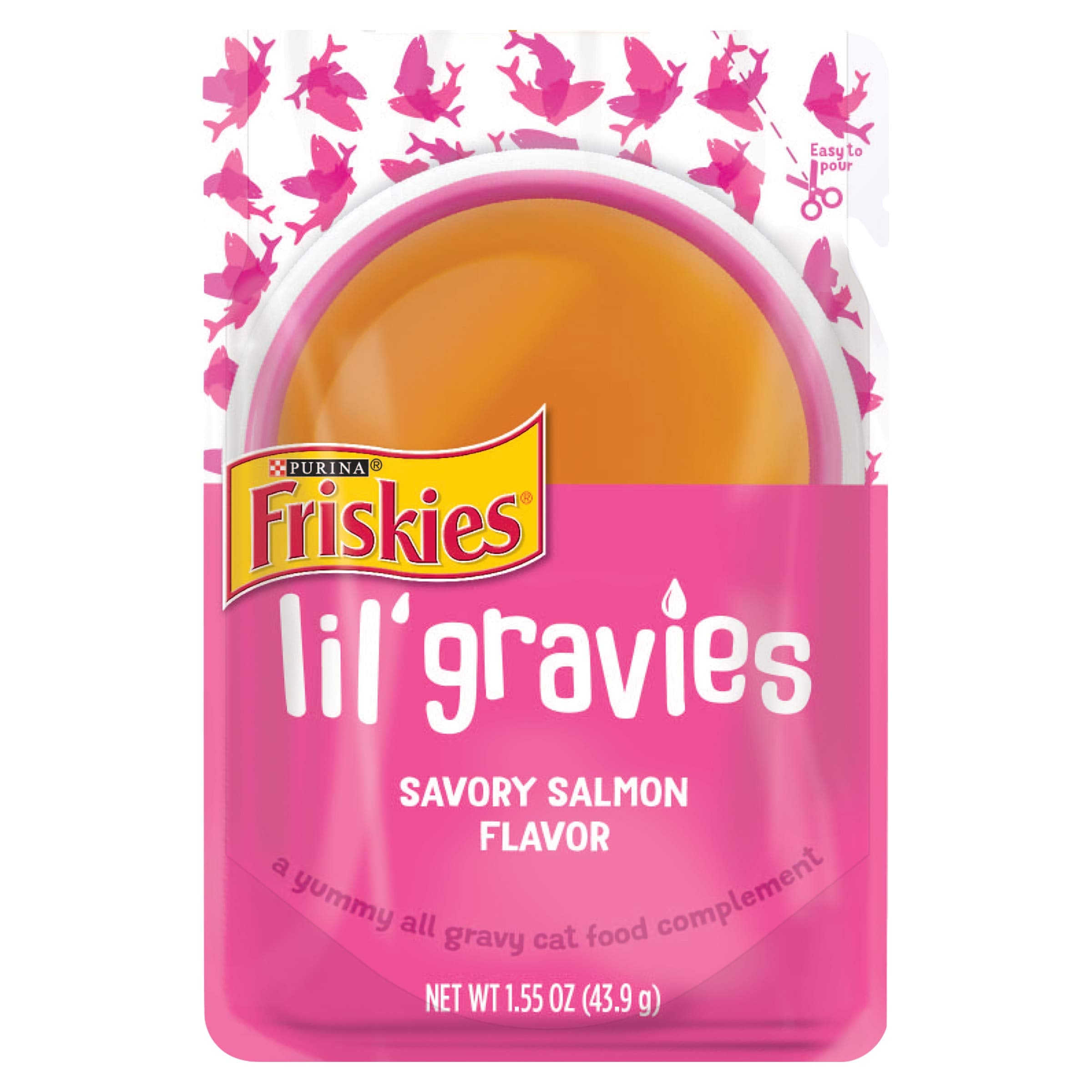 Purina Friskies Lil Gravies Savory Salmon Flavor Cat Food Complement Lickable Cat Treats - (Pack of 16) 1.55 oz. Pouches