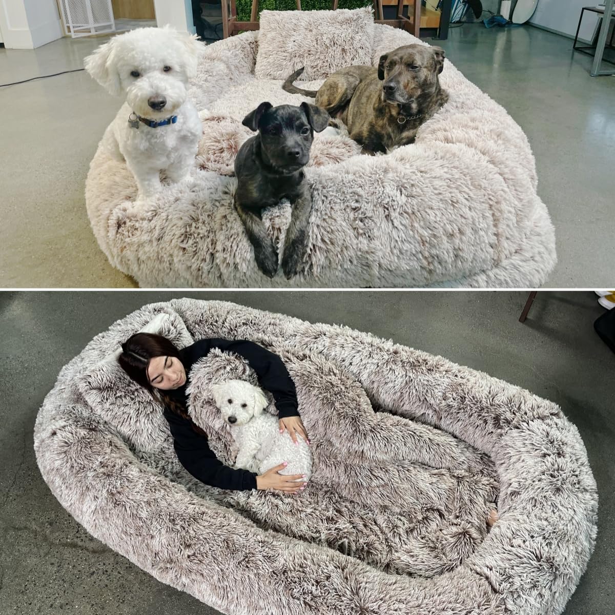 Yitahome Human Dog Bed, 79''X43'' Extra Large Memory Foam Dog Beds For Adults And Pets With Blanket And Pillow, Washable Fur Cov