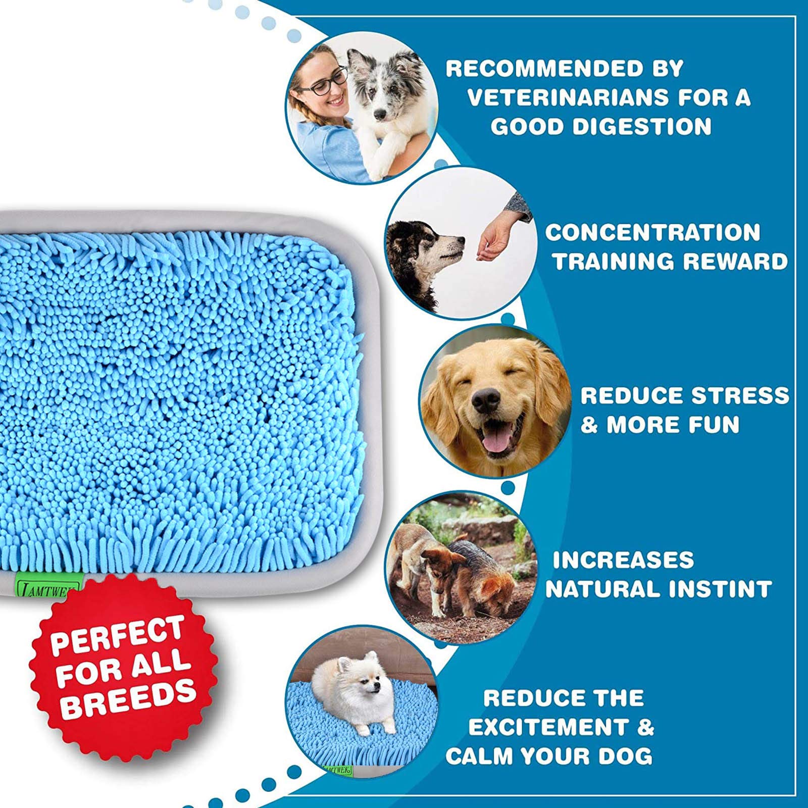 LAMTWEK Snuffle Mat for Dogs, 17  x 21  Dog Snuffle Mat Interactive Feed Game for Boredom, Encourages Natural Foraging Skills an