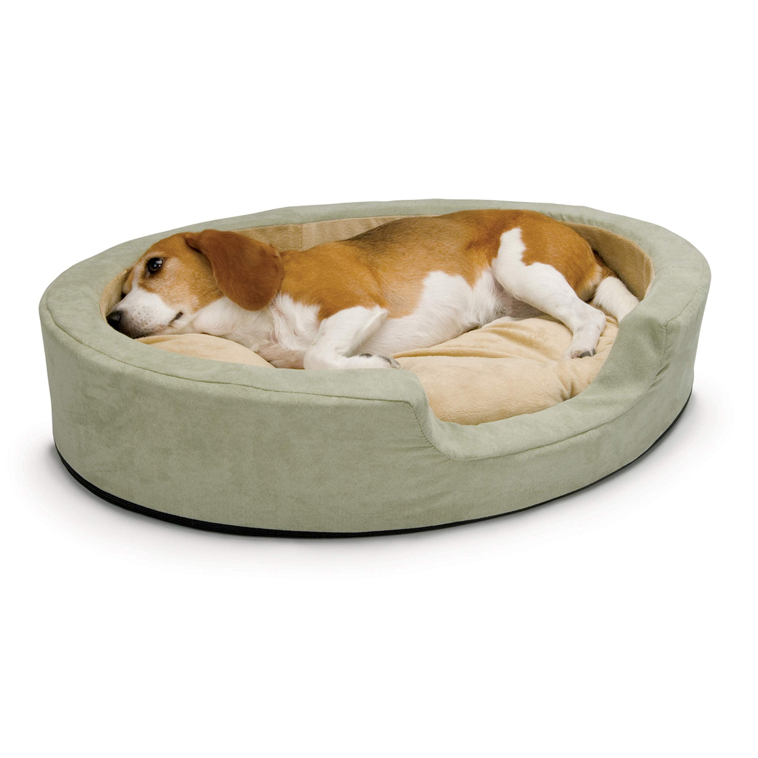 K&H Pet Products Heated Dog Bed Indoor, Thermo-Snuggly Sleeper with Removable Waterproof Heated Pad, Calming Pillow Pet Bed, Mac