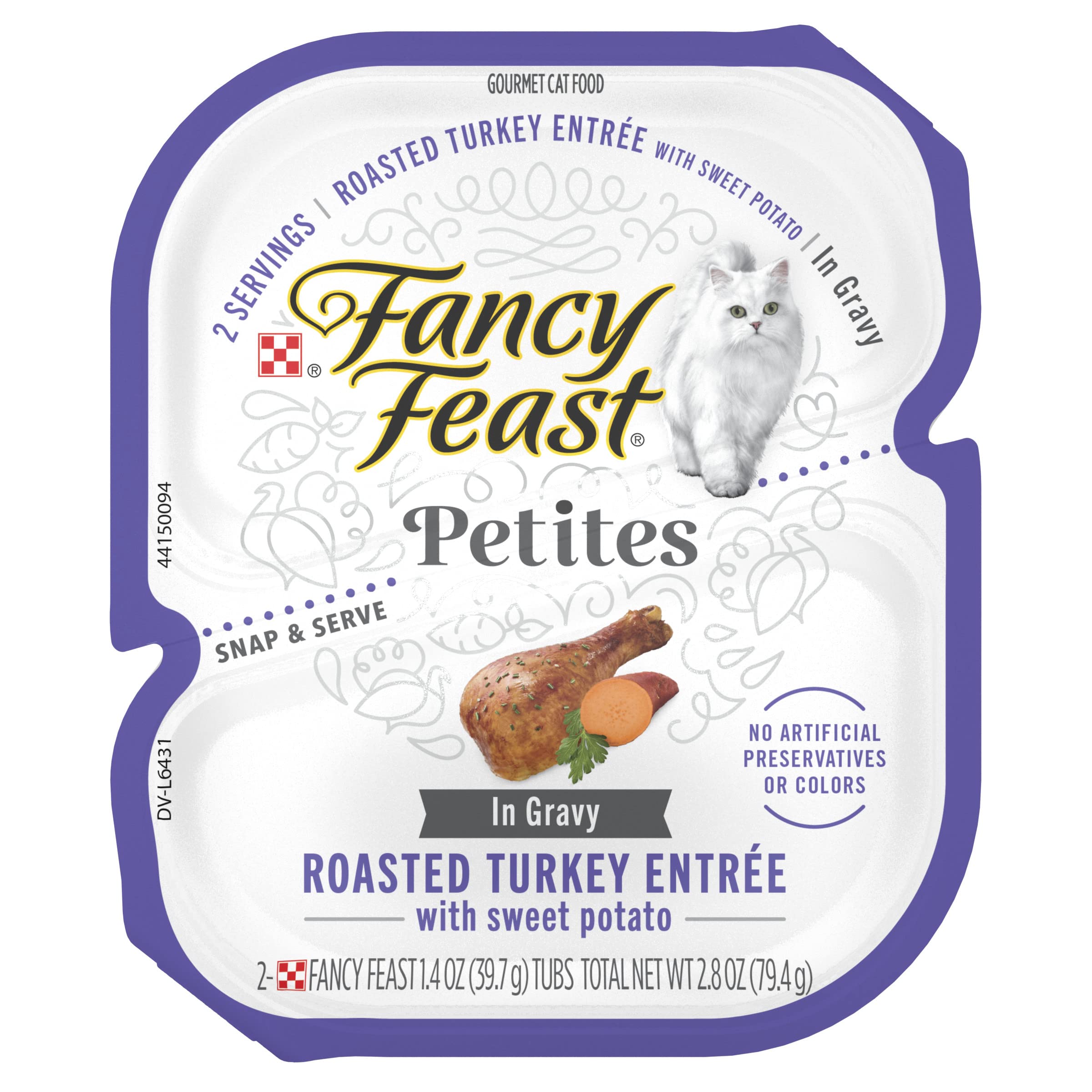 Purina Fancy Feast Petites With Roasted Turkey Entr  e with Sweet Potato in Gravy Gourmet Wet Cat Food - (Pack of 12) 2.8 oz. Tu
