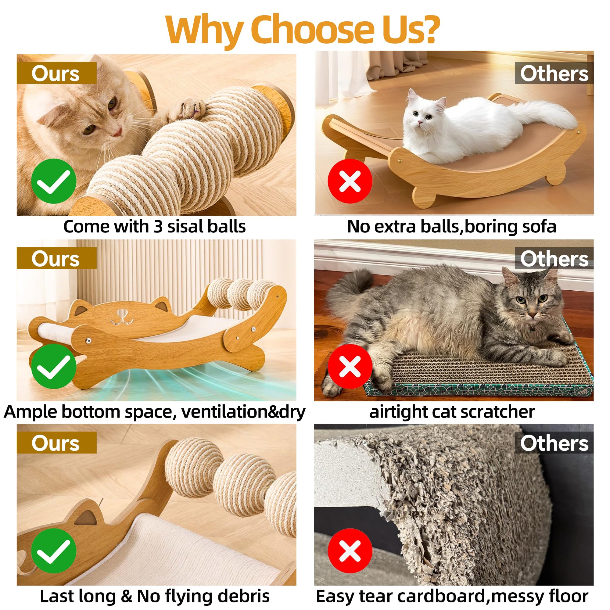 Cat Scratch Pad with Replacement Scratching Felt, Large Cat Scratcher Bed Hammock Lounge for Scratching Pad, Protects Furniture,