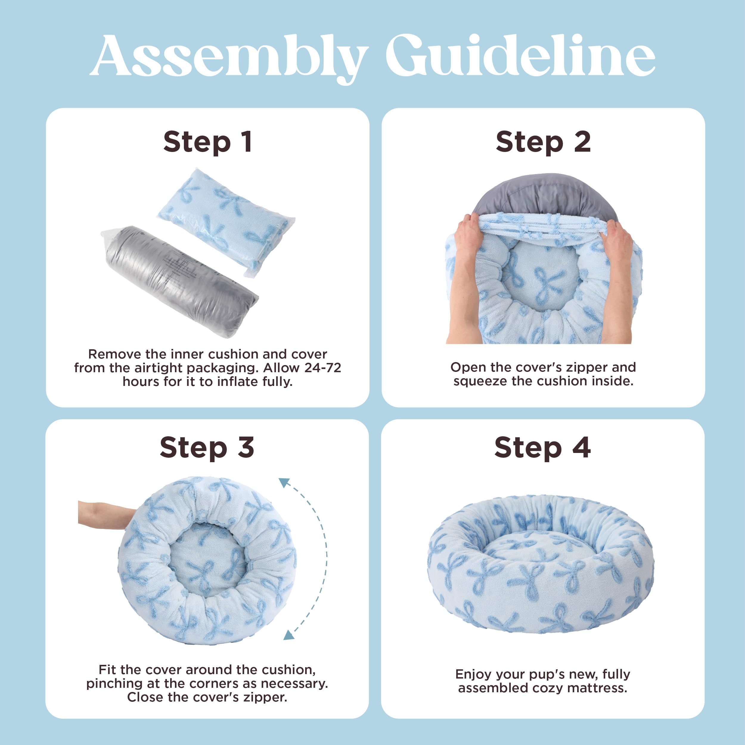 Lesure Donut Medium Dog Bed - Round Cat Beds For Indoor Cats Calming Pet Beds, Cute Modern Beds With Jacquard Shaggy Plush & Ant