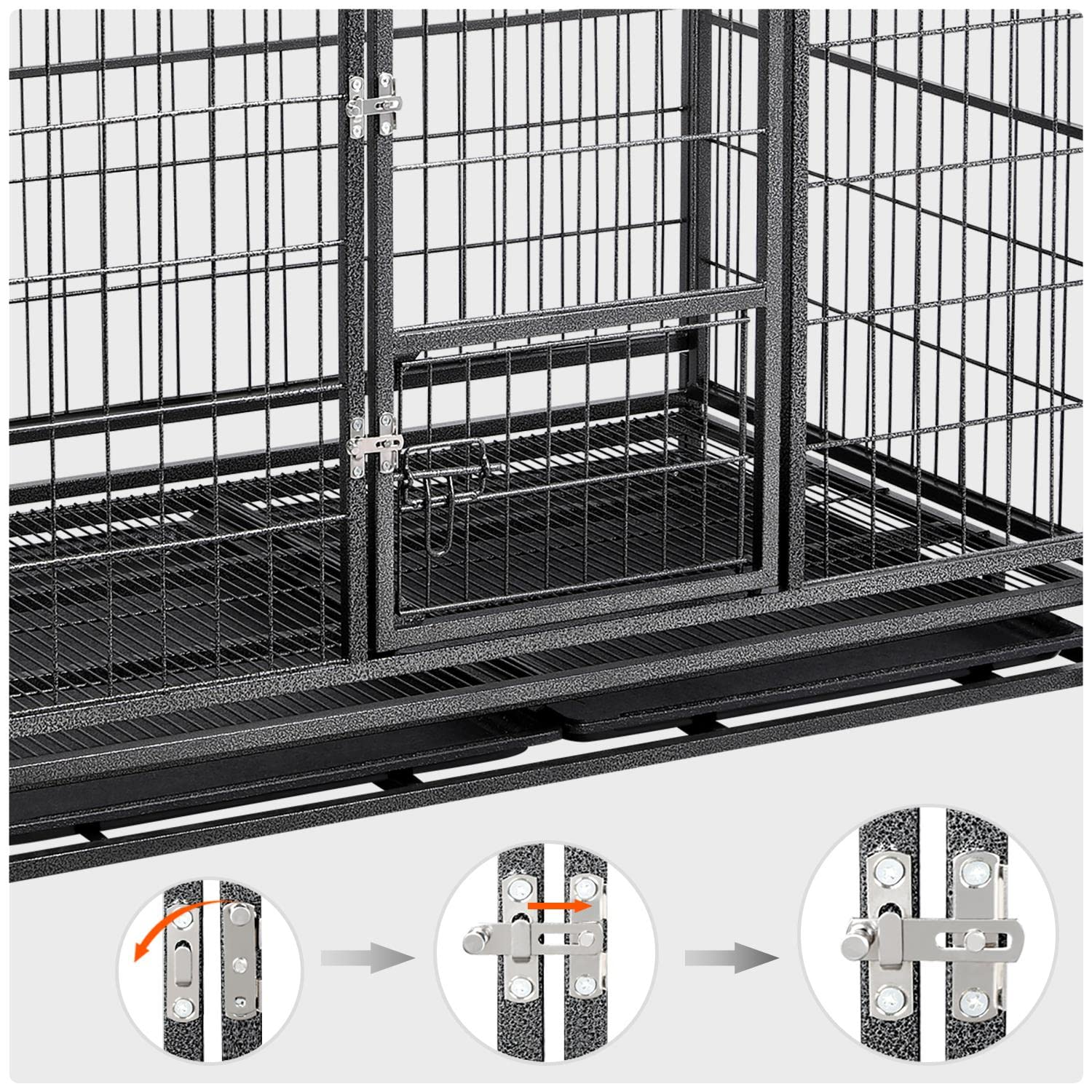Yaheetech 42-Inch Dog Crate Heavy Duty Metal Dog Crate For The House Indoor Dog Kennel For Small/Medium/Large Dogs W/Double Door