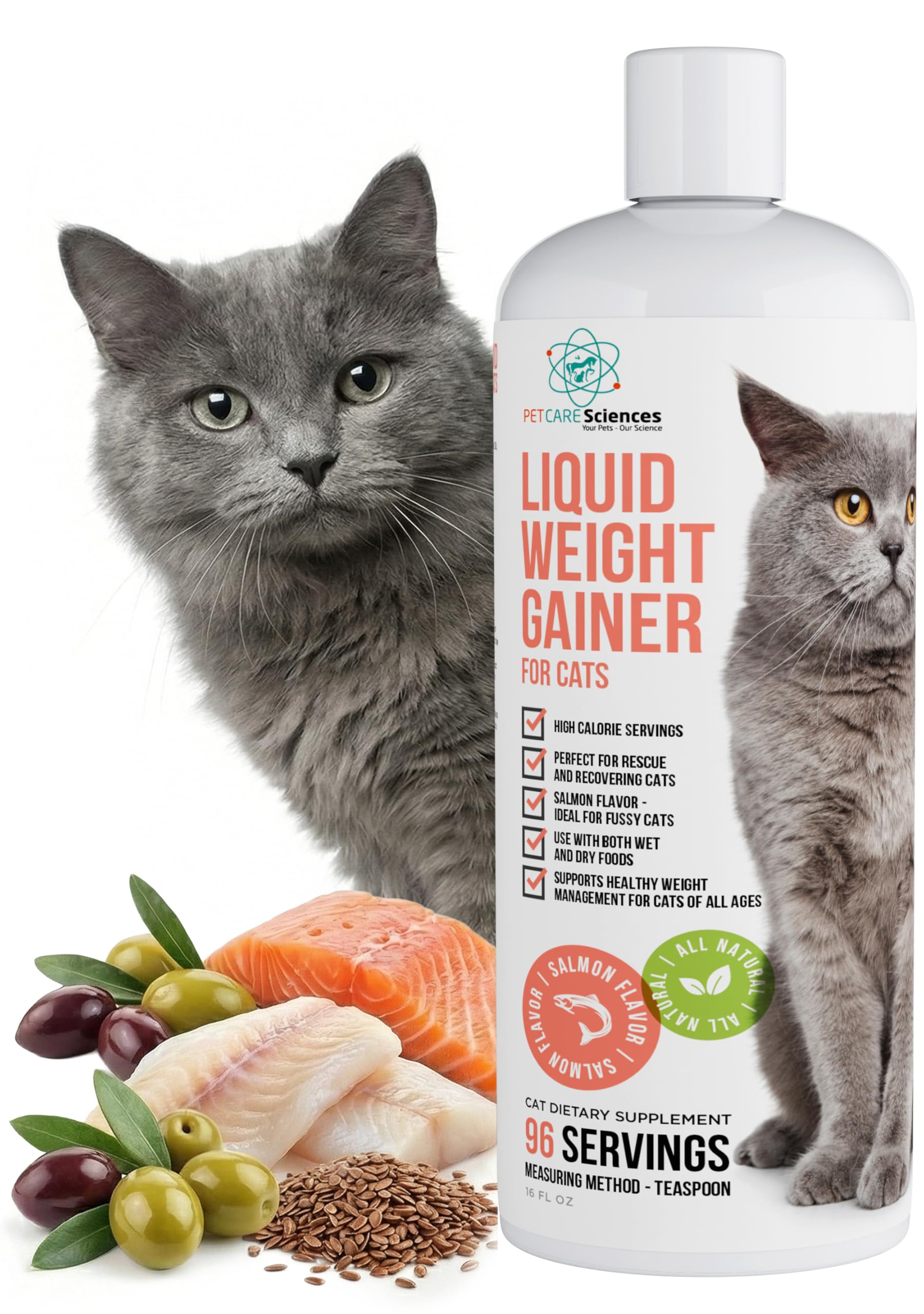 PET CARE Sciences Liquid Cat Weight Gainer 16oz - High Calorie Cat Food Appetite Stimulant - Weight Gain for Cats Appetite Stimu