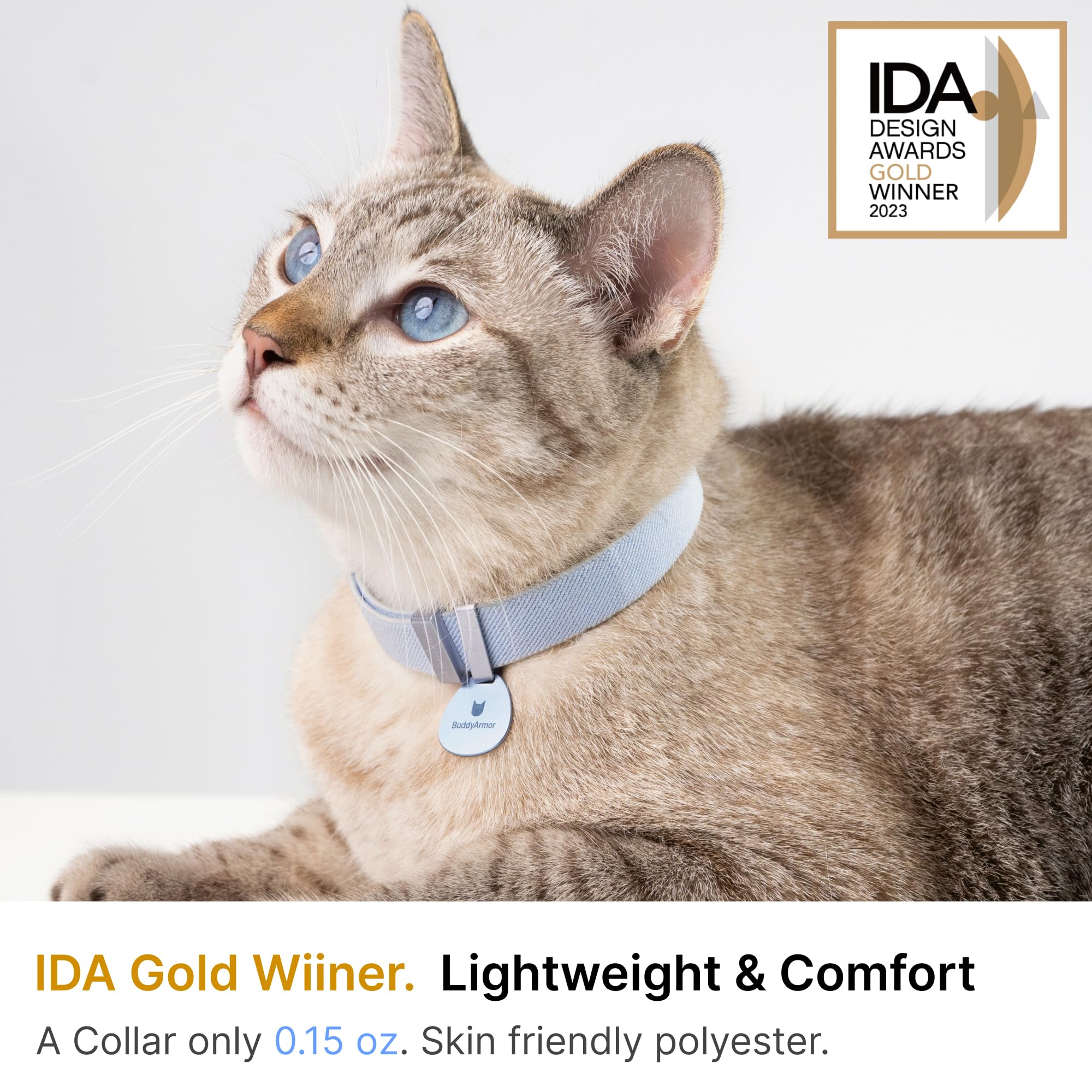 Safety Cat Collar Pro - U.S. Ida Gold Awarding Design, Elastic Quick Release Cat Collar With Buckle Non Breakaway - Lightweight