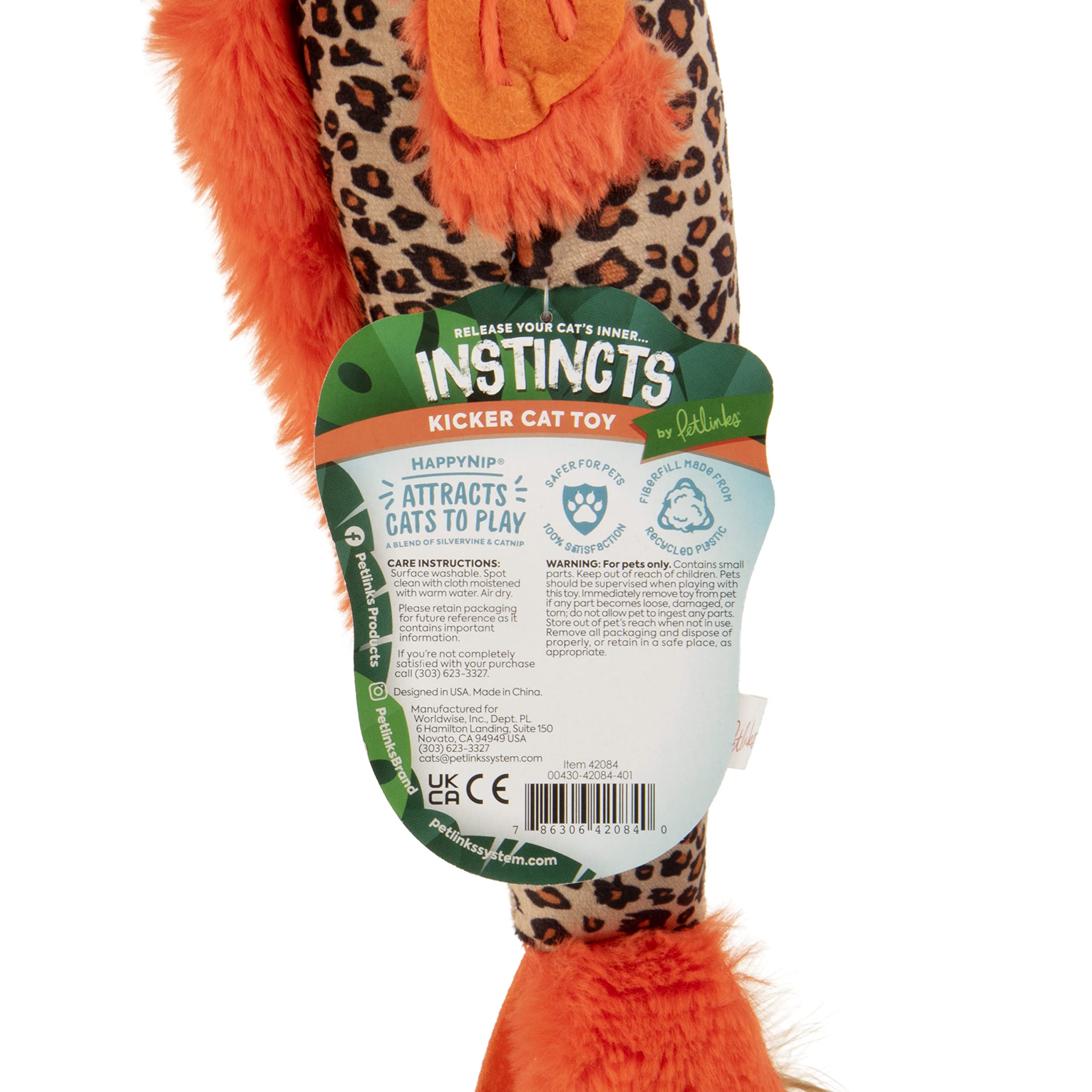 Smartykat Instincts Happynip Fin Frenzy Fish Kicker Crinkle Plush Cat Toy, Contains Catnip & Silvervine - Orange/Beige, One Size