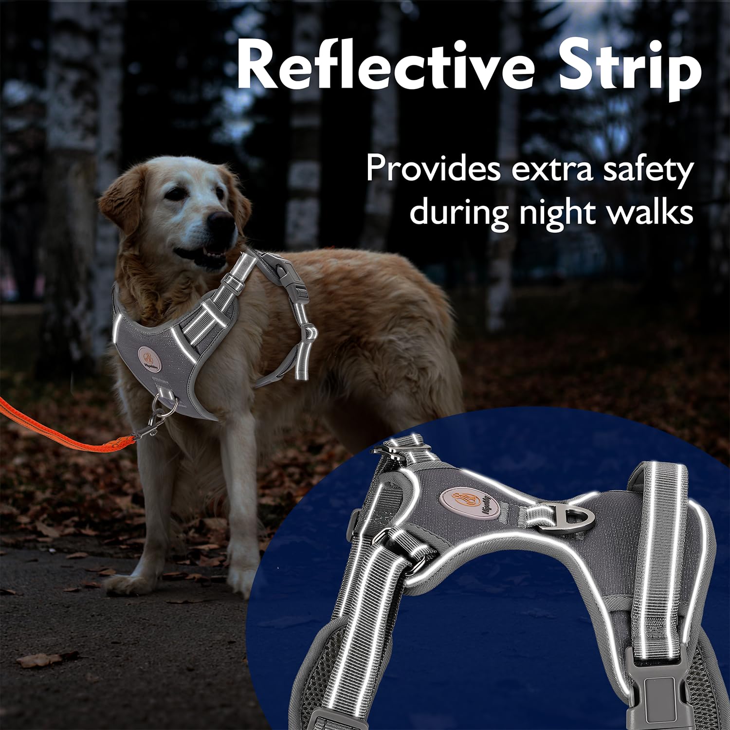 Hipubby Dog Harness Small Sized Dog, No Pull Pet Harness with 2 Metal Rings and Control Handle, Adjustable Soft Dog Vest with Re