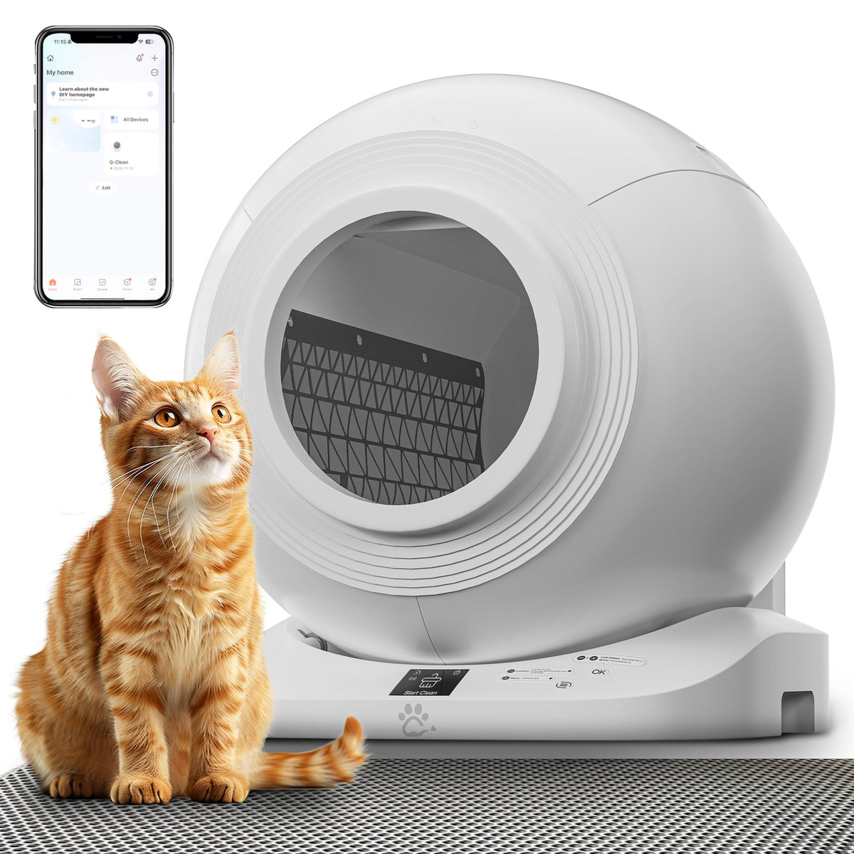 Self Cleaning Litter Box, 65L Xl Capacity With App Control & Odor-Free System, Built-In 13L Waste Bin, 120Safety Auto-Stop, Dura