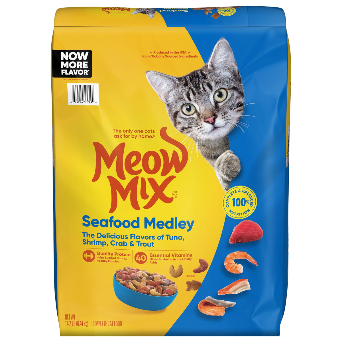 Meow Mix Seafood Medley Dry Cat Food, 14.2 Pound Bag