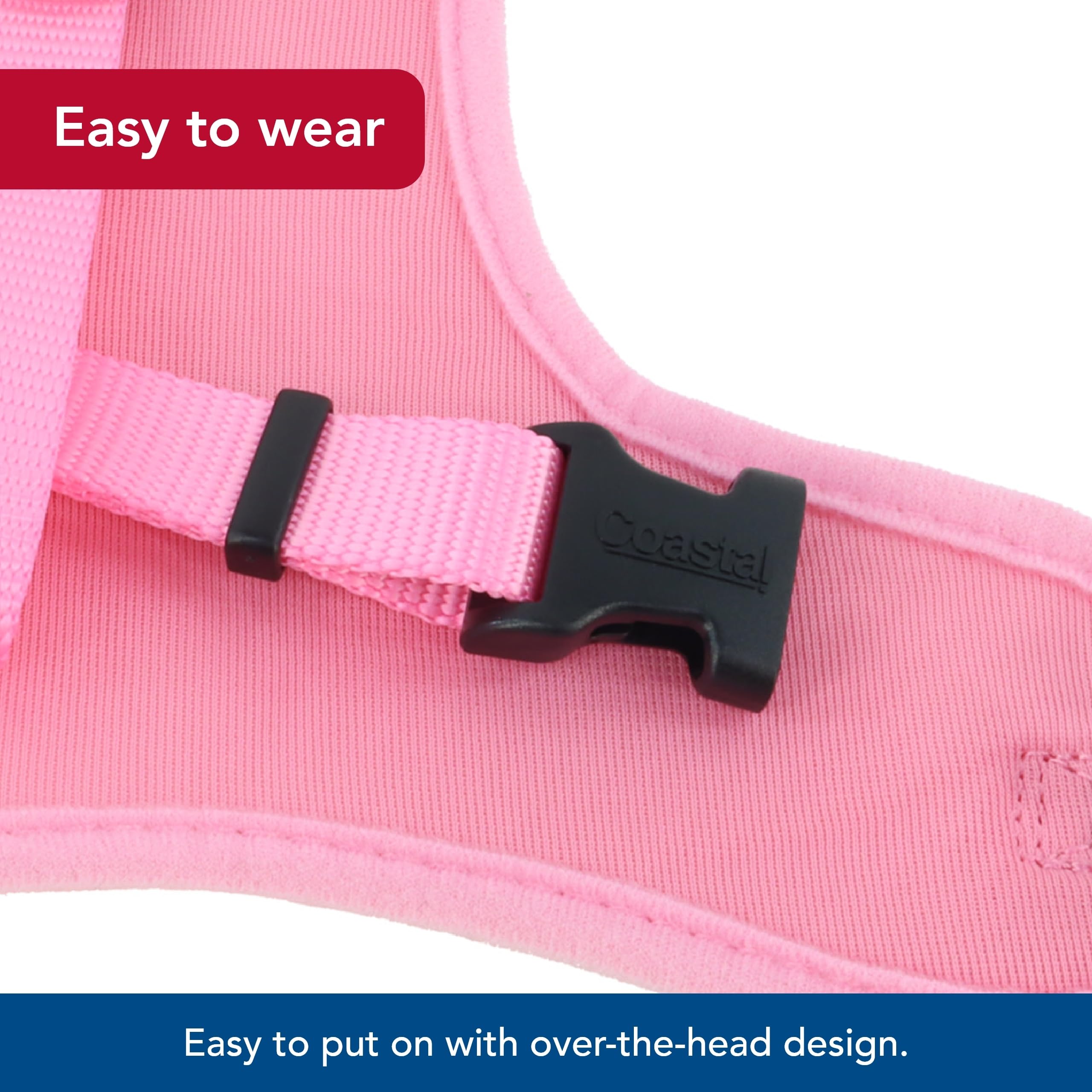 Coastal - Comfort Soft - Adjustable Dog Harness, Pink Bright, 3/8' X 14'-16'