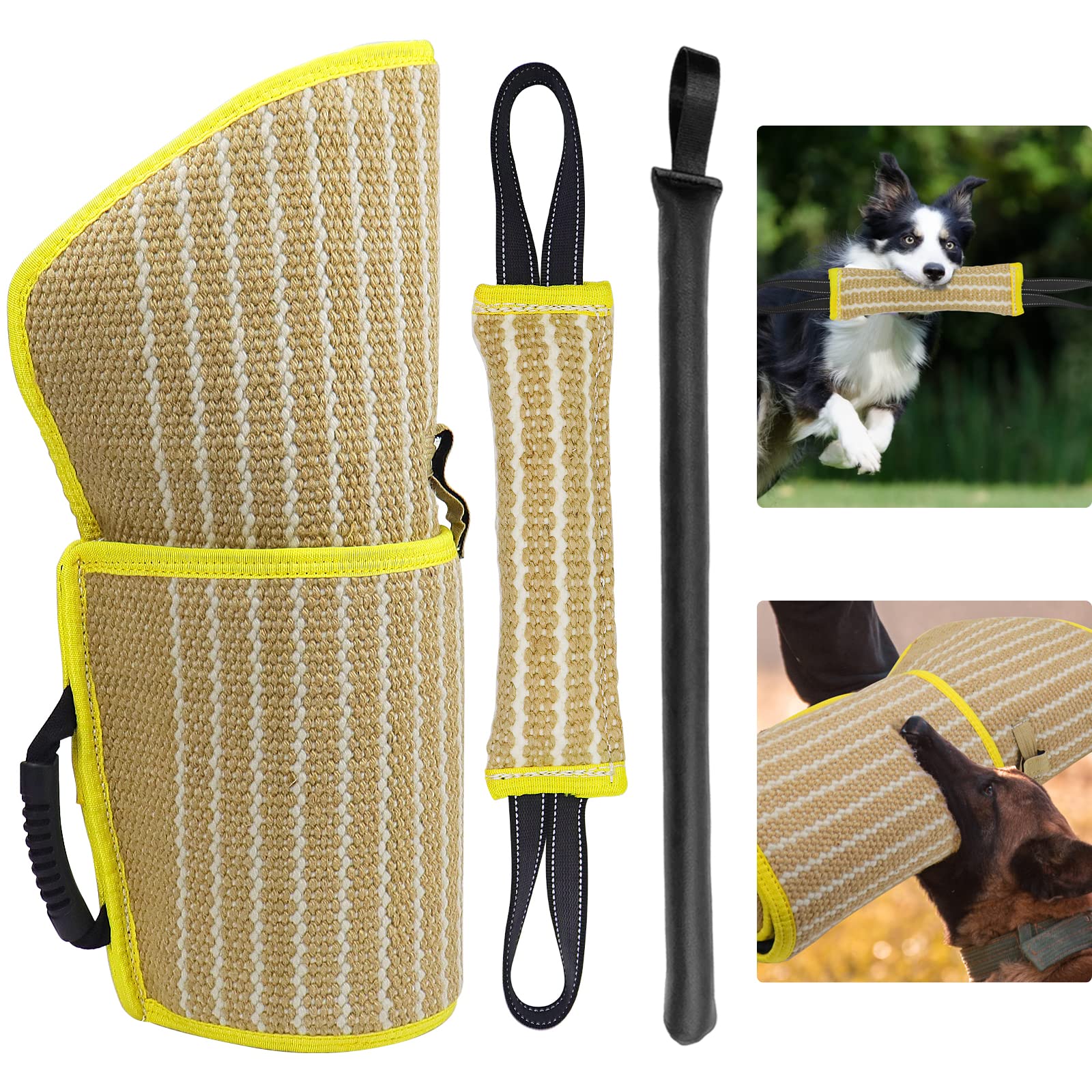 DGSL Dog Bite Training Set - Dog Bite Sleeve, Dog Bite Pillow Tug Toy, Dog Training Stick - Professional Training Equipment for 