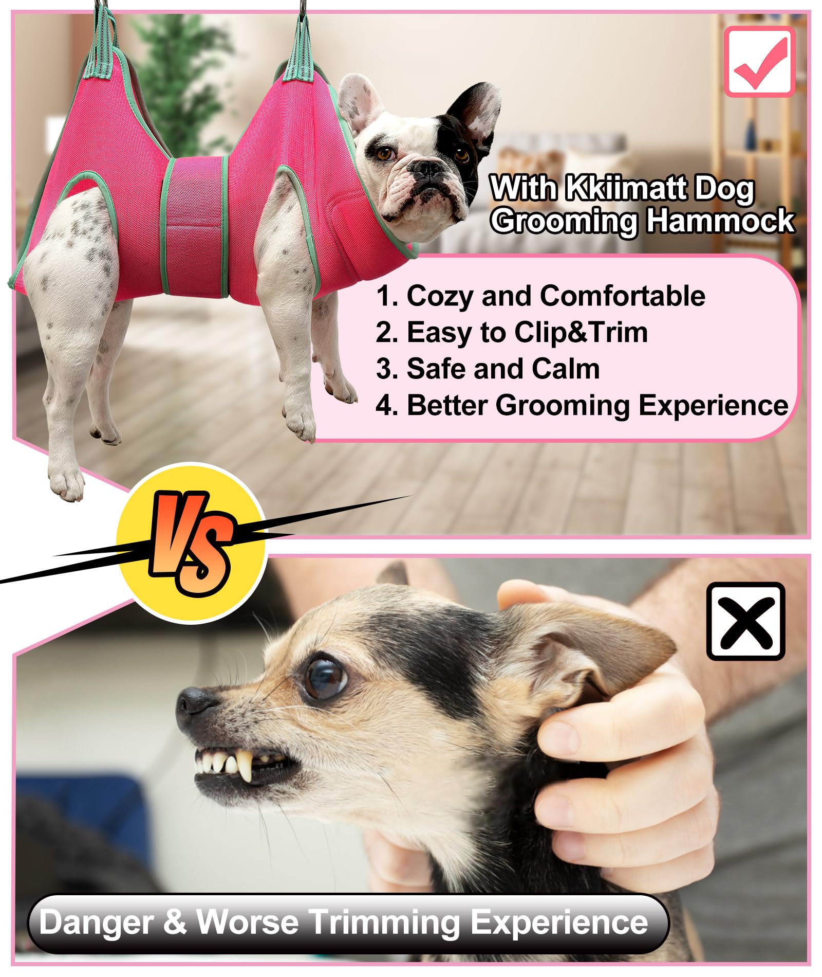 Kkiimatt Dog Hammock & Harness, Xxs Grooming Strap For Dogs, Thick Fabric Neck Support, Claw Care