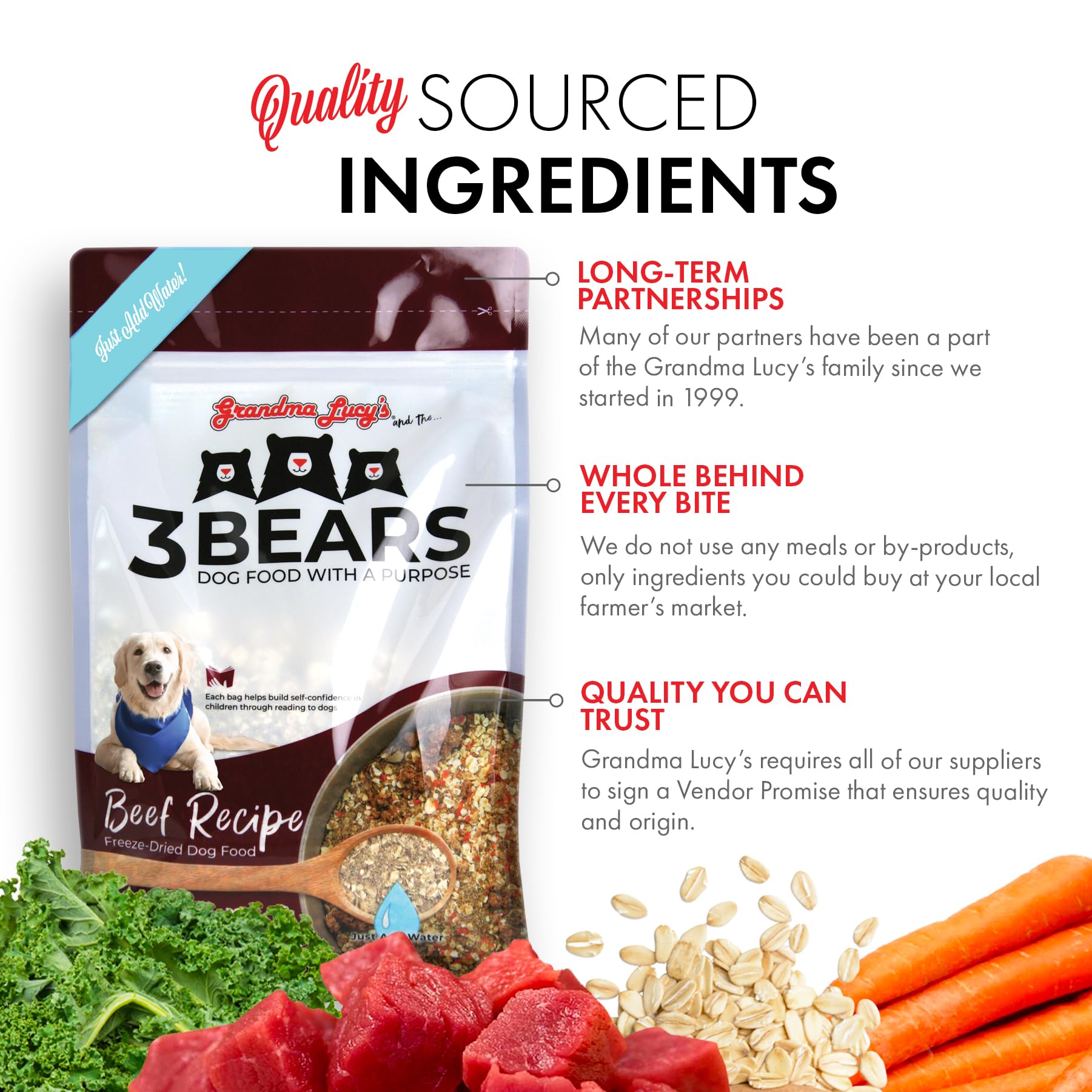 Grandma Lucys 3 Bears Beef Dog Food - 1lb